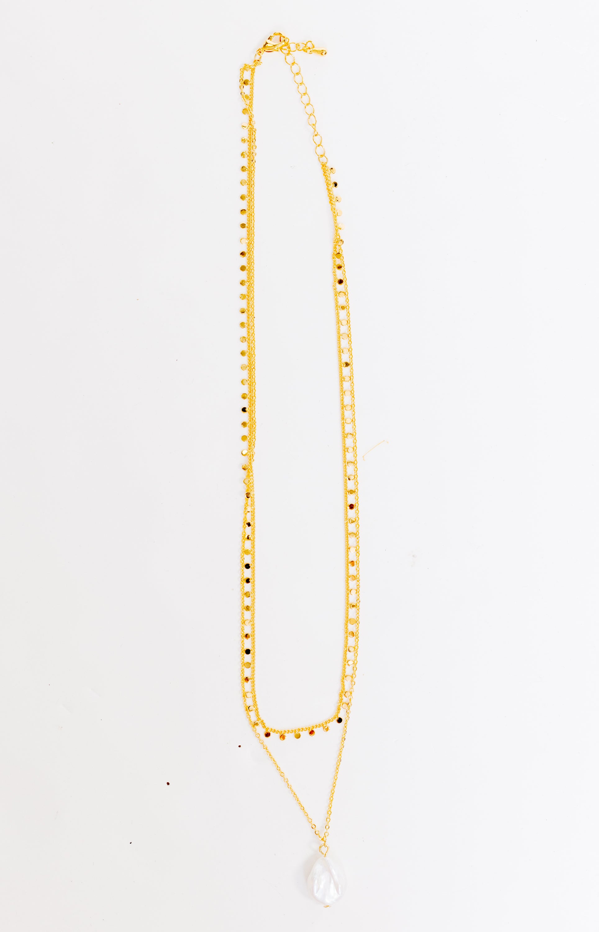 Layer Pearl Drop Necklace, GOLD