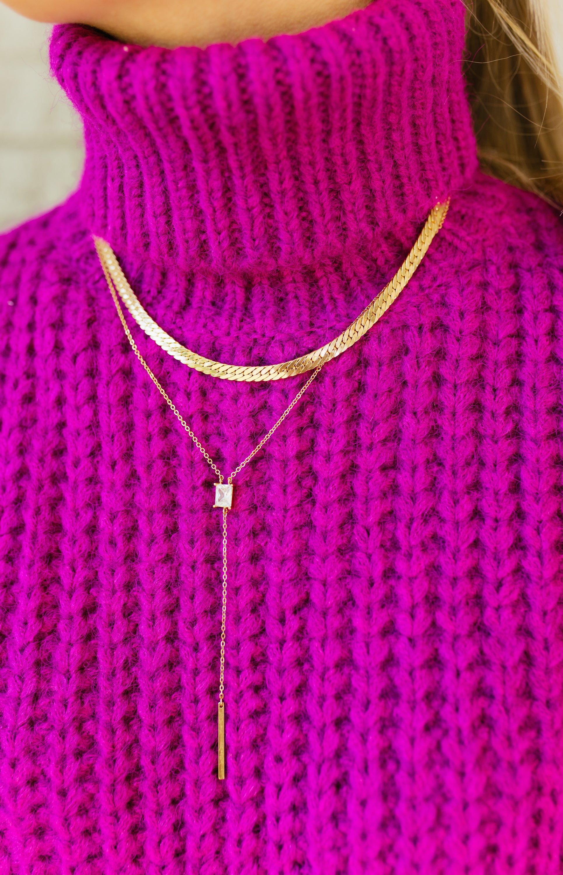 Snake Chain Layered Necklace, GOLD