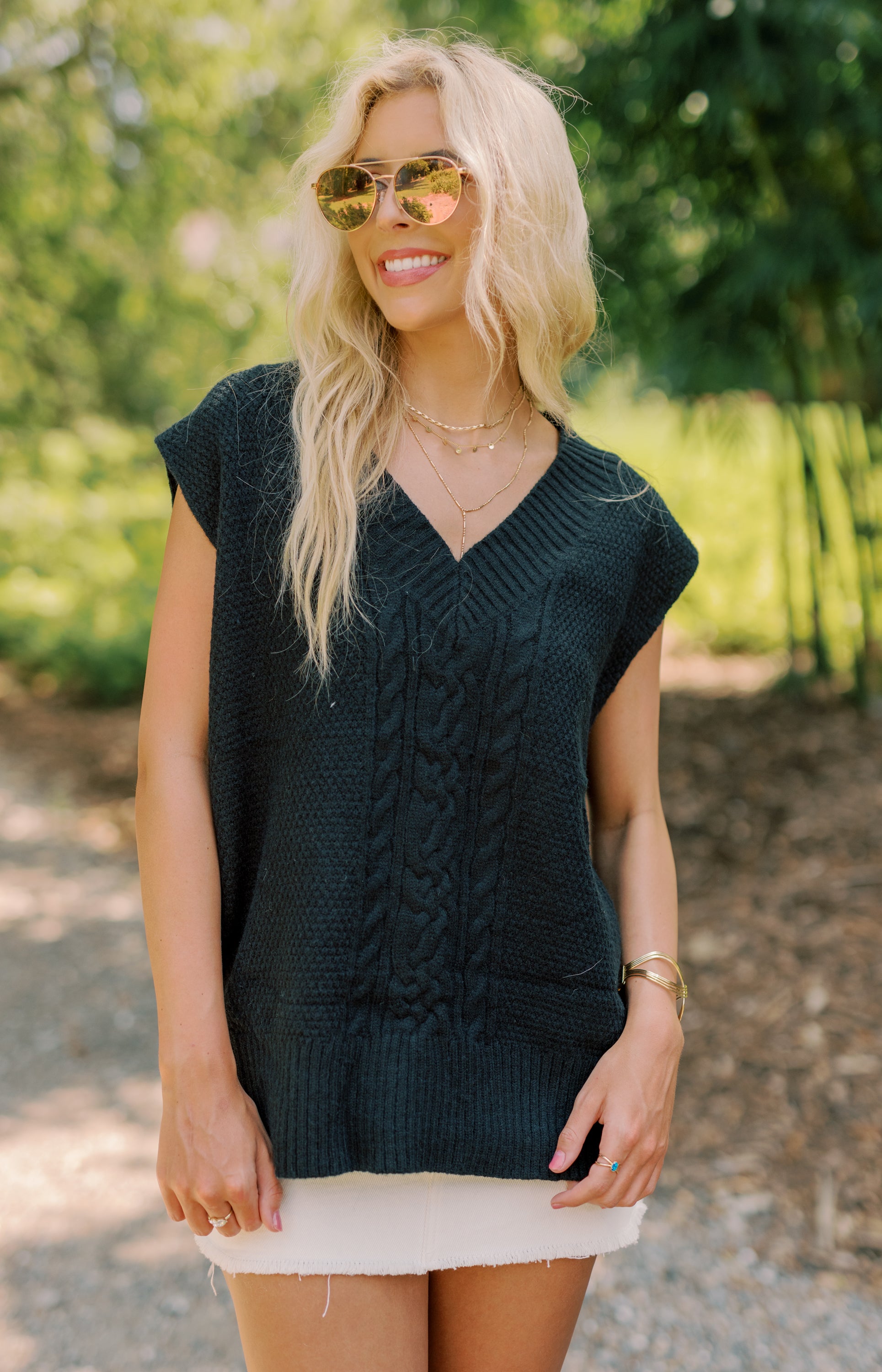 Right on Trend Sweater Vest, BLACK