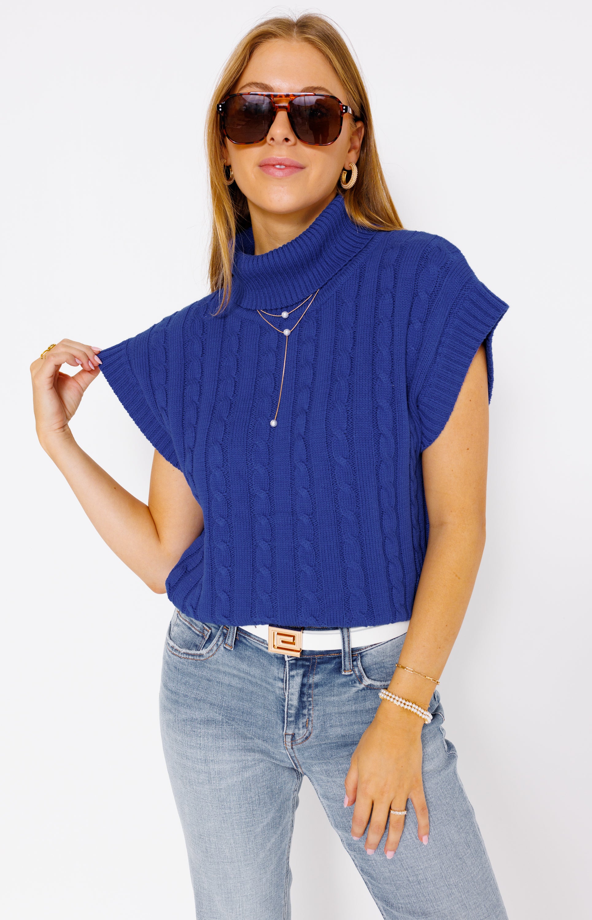Chic Knit Rendezvous Sweater , COBALT SKU RT33826 HerringStones