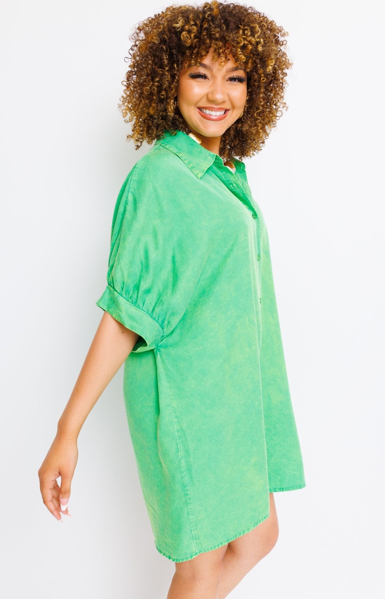 Casually Yours Shirt Dress, WASHED GREEN - HerringStones