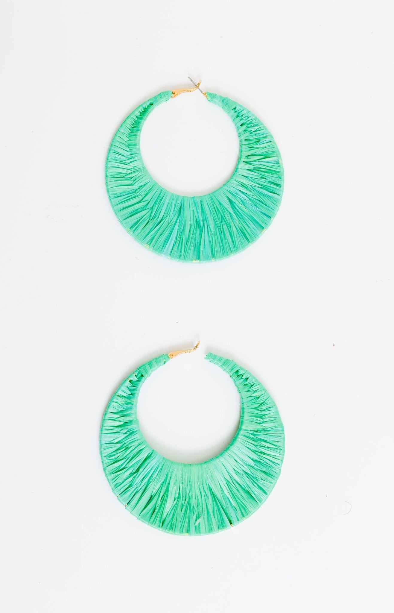 Ciara Woven Hoop Earrings, GREEN - HerringStones