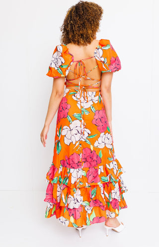 Forsythe Avenue Maxi Dress, CORAL/PINK/GREEN - HerringStones