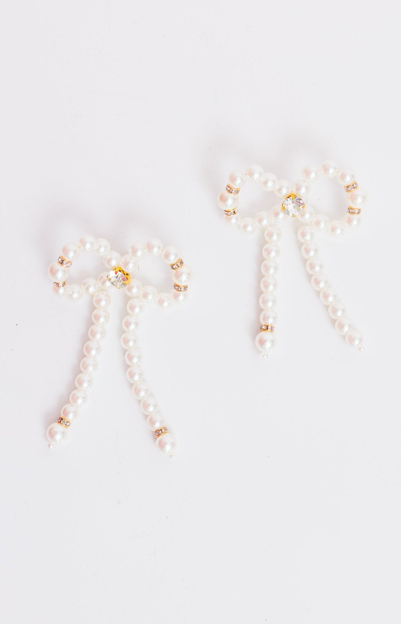 Large Pearl Bow Earrings, GOLD - HerringStones