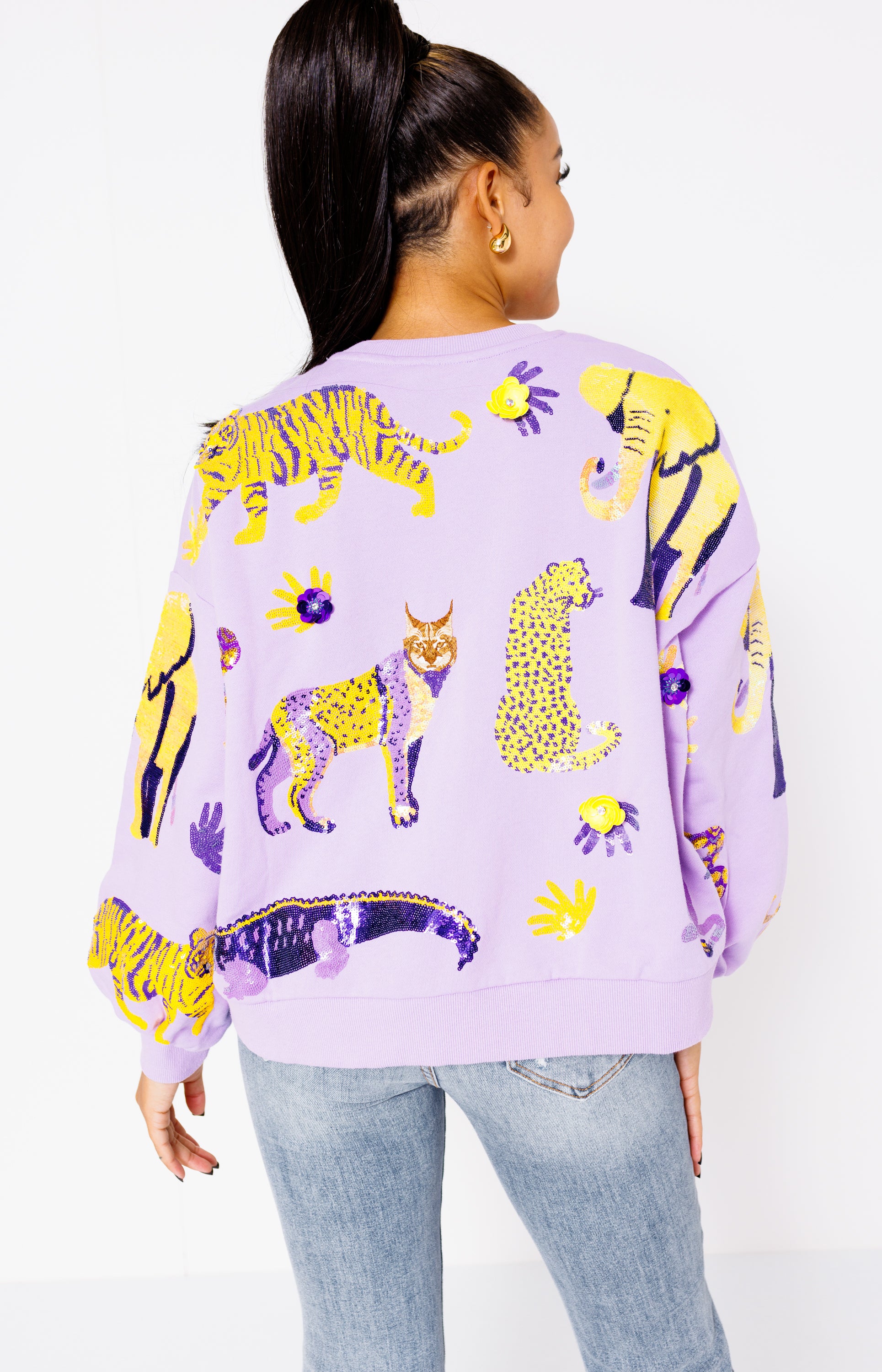 Queen of Sparkles: Animal Sweatshirt, LAVENDER