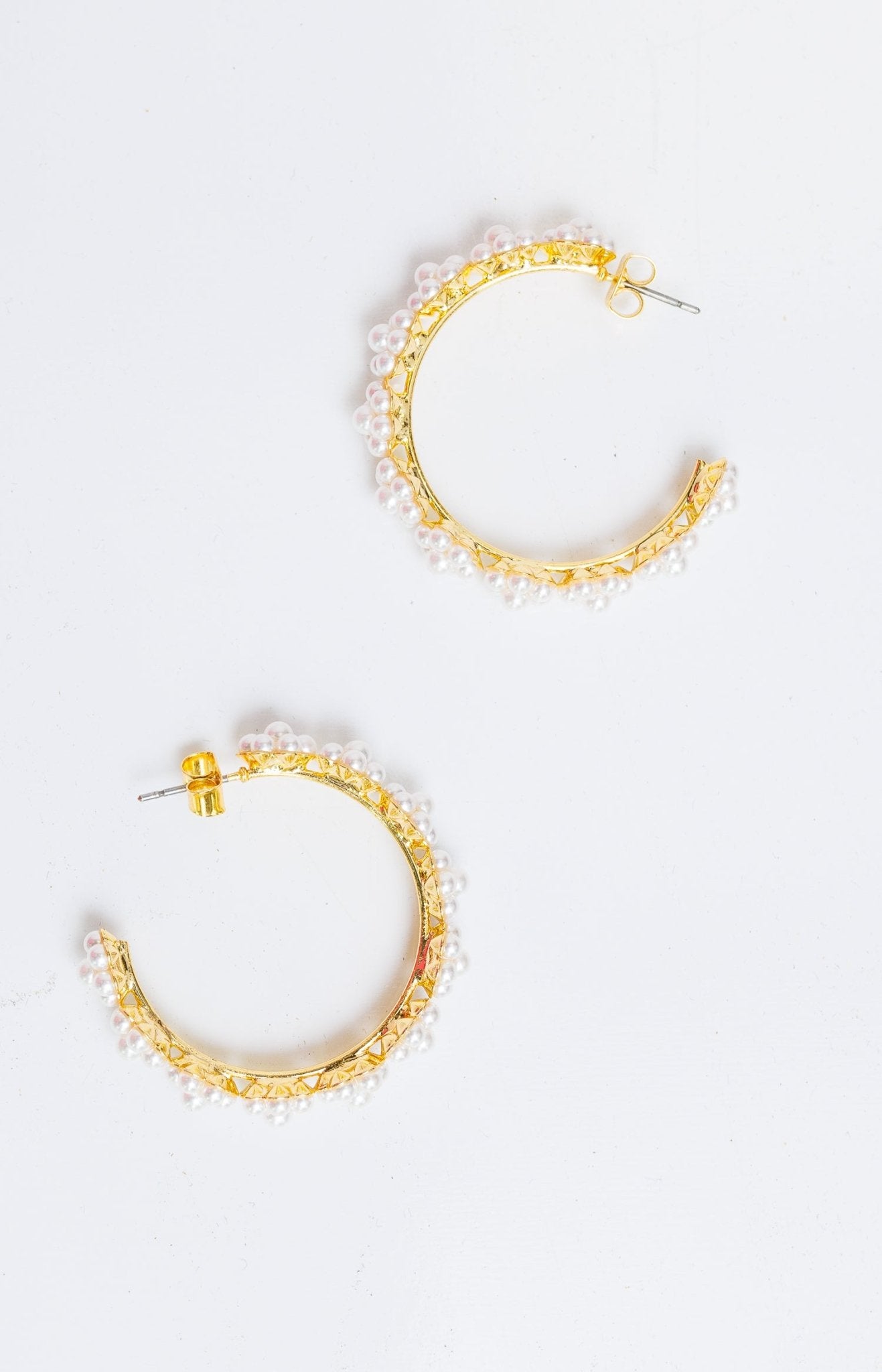 Pearl Hoop Earrings, GOLD - HerringStones