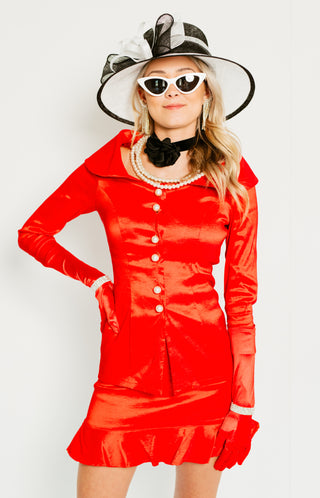 Adorned Suit Jacket, RED
