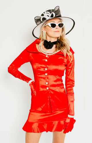 Adorned Suit Jacket, RED