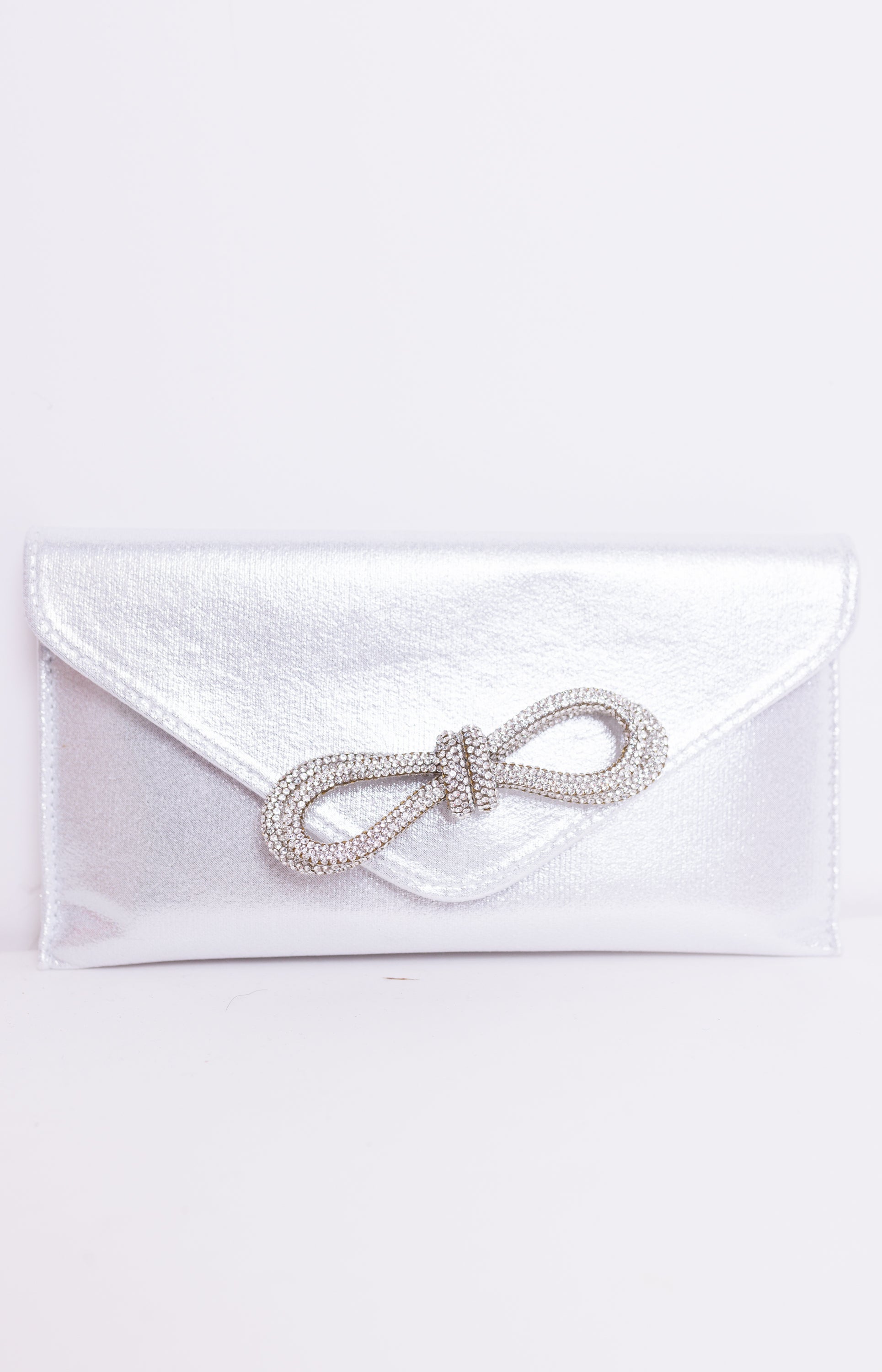 Bow Bling Clutch, SILVER