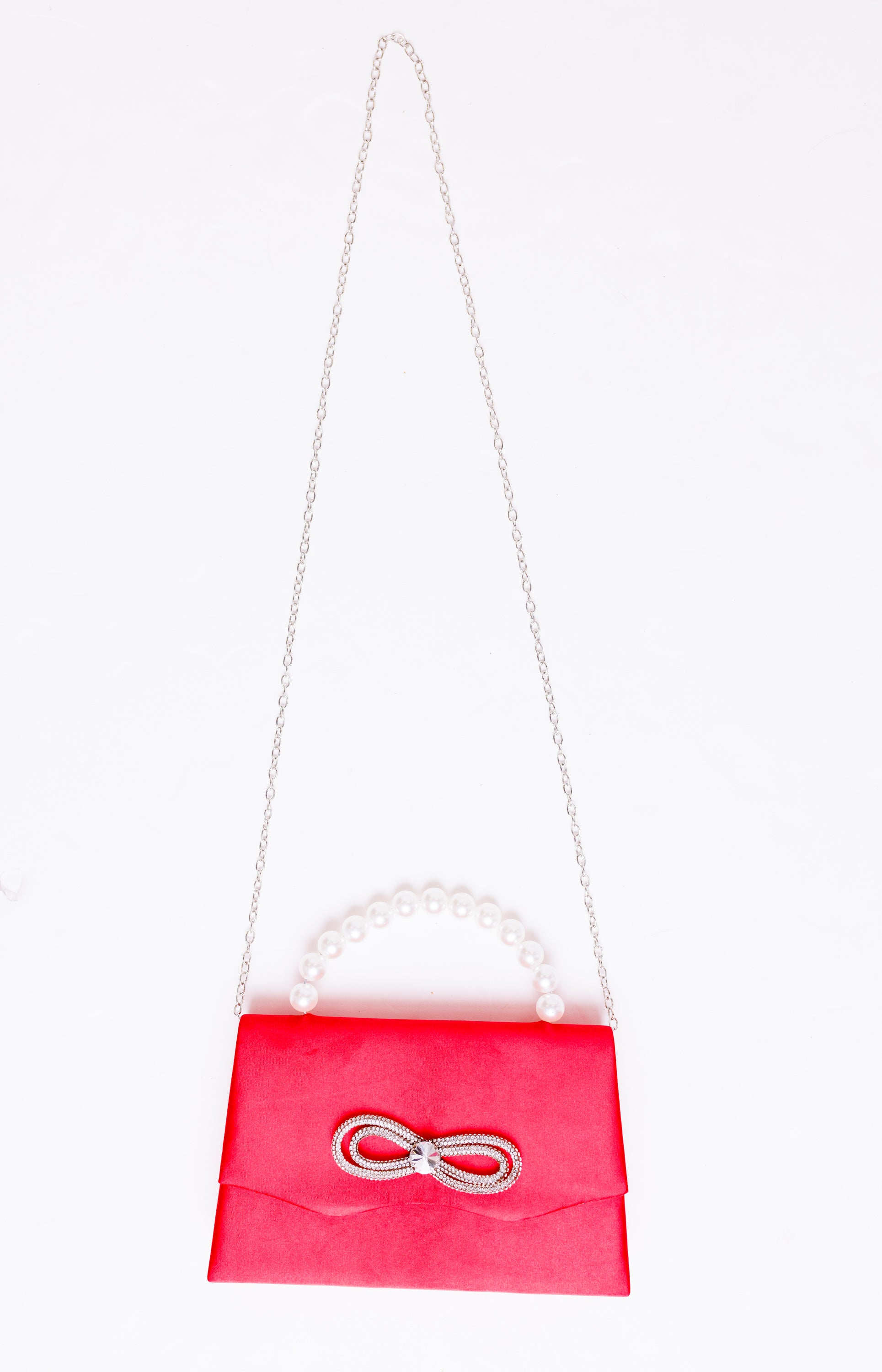 Serena Satin Bow Purse, RED