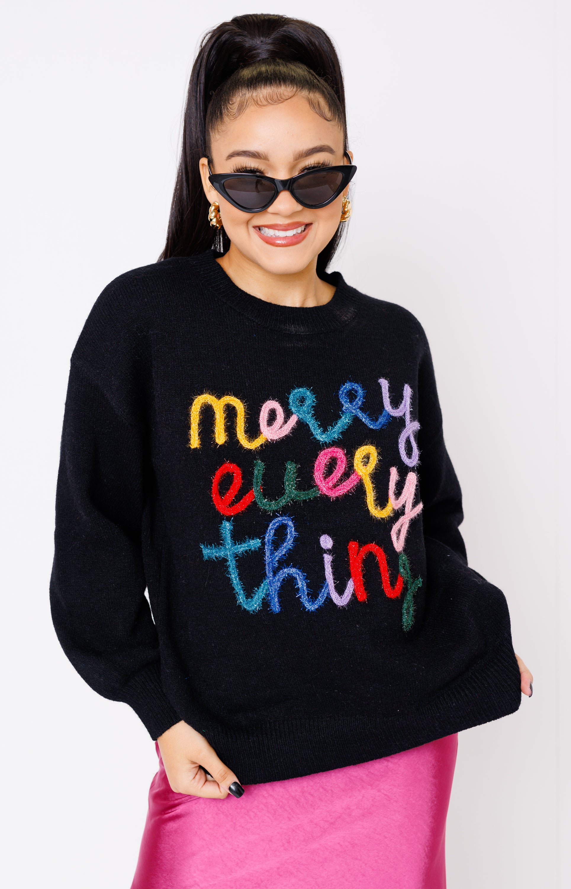 Merry Everything Sweater, BLACK