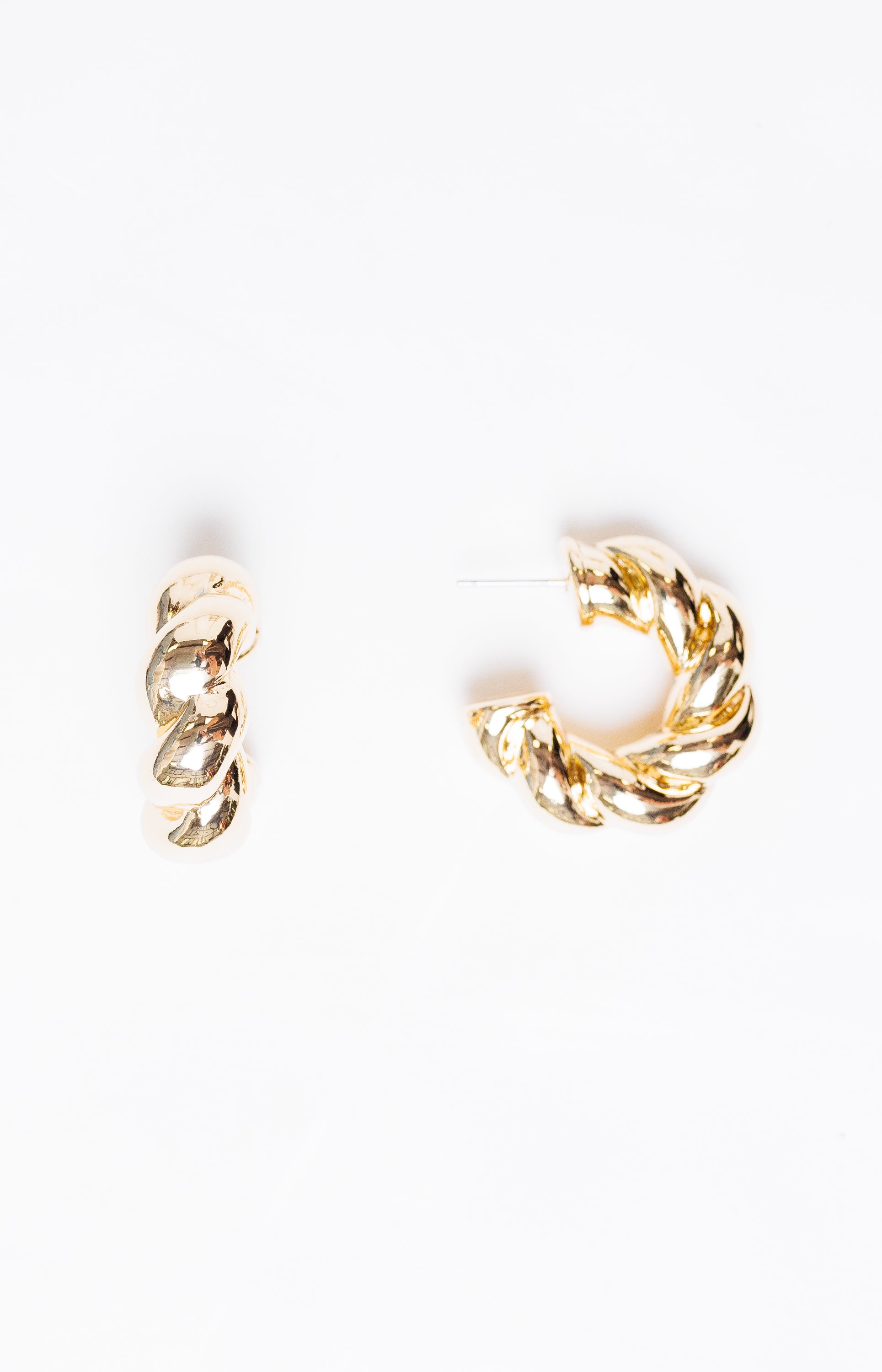 Twisted Hoop Earrings, GOLD