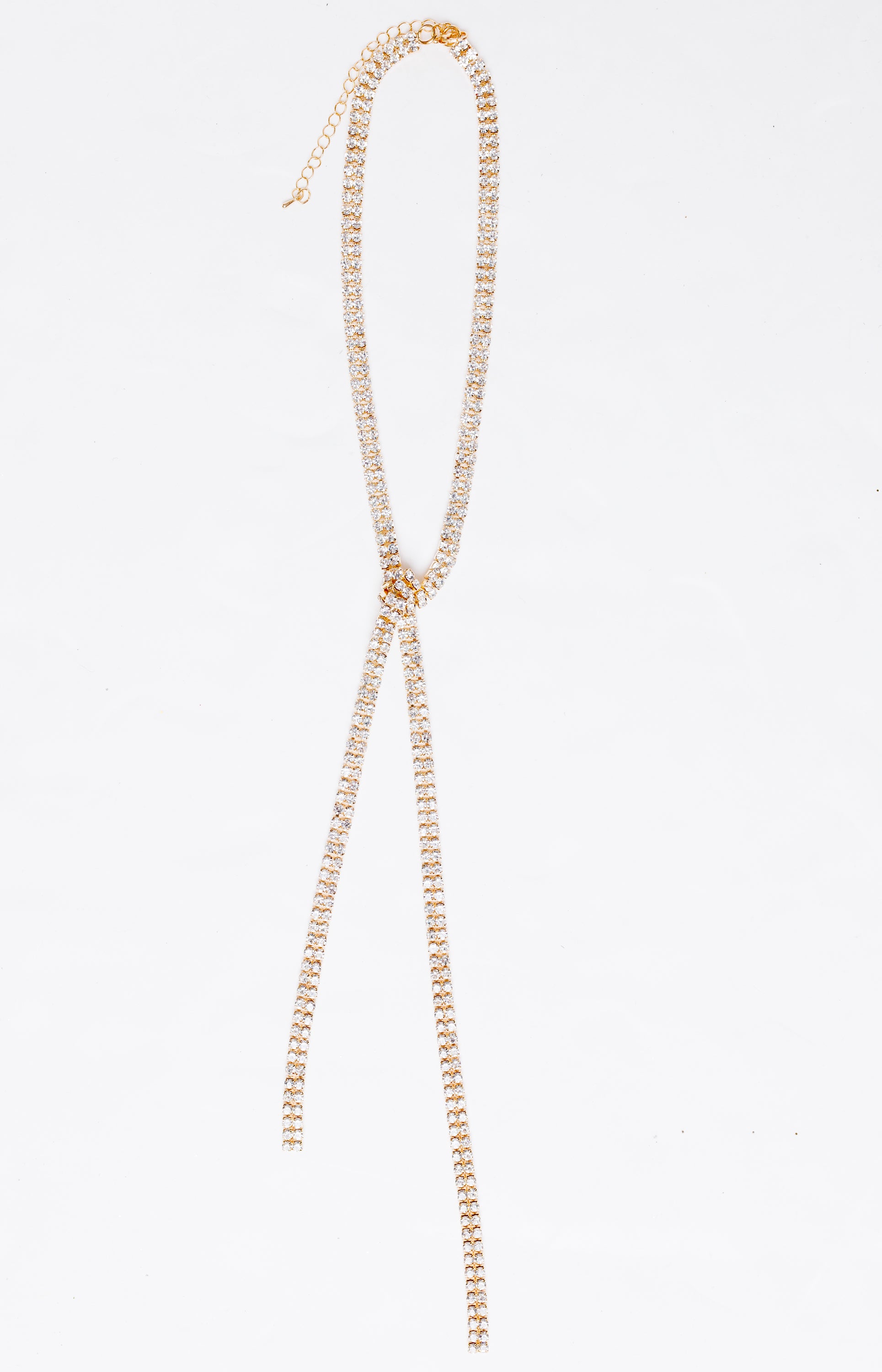 Rhinestone Knot Necklace, GOLD