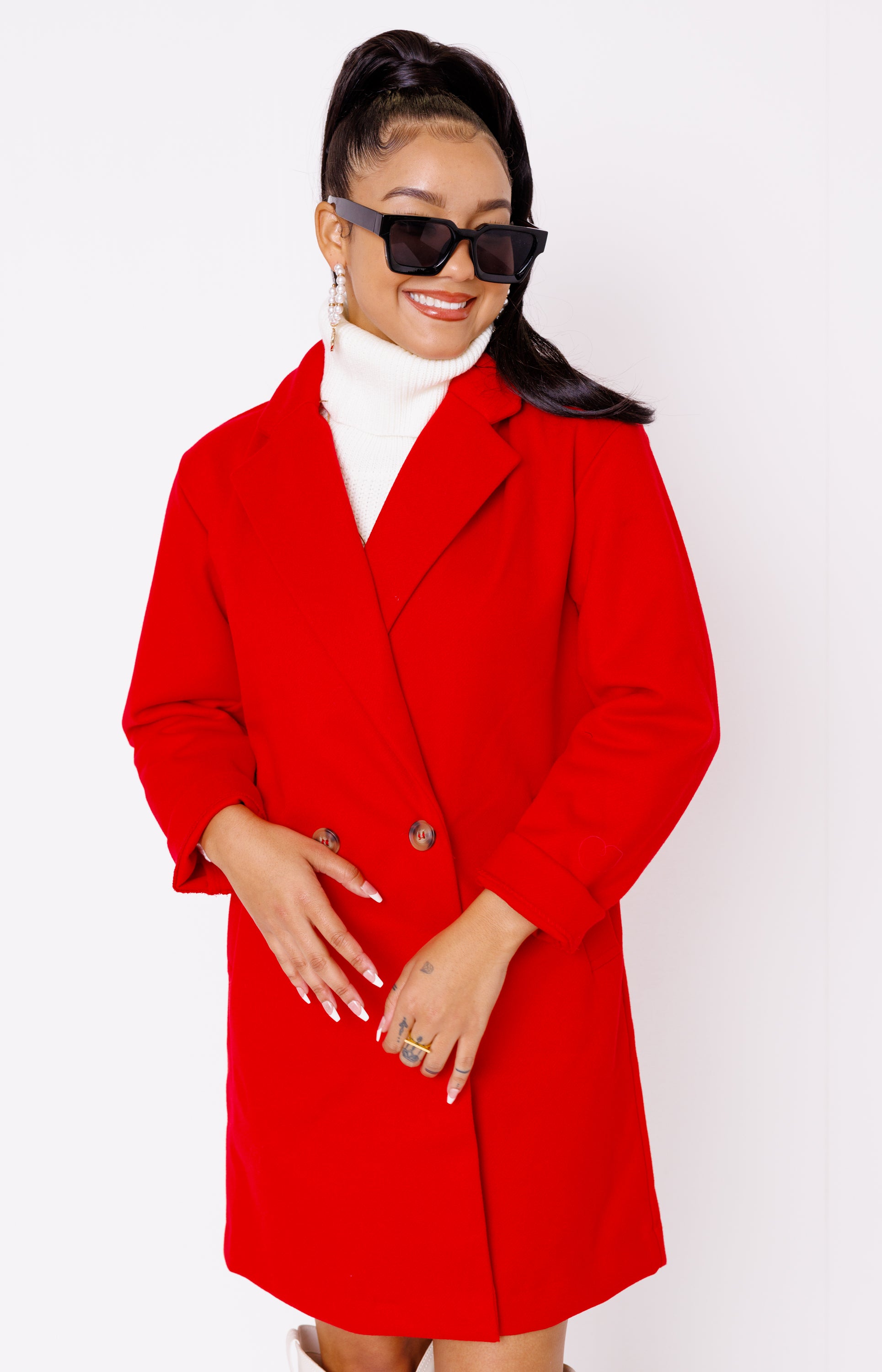 Skyline Trench Coat, RED