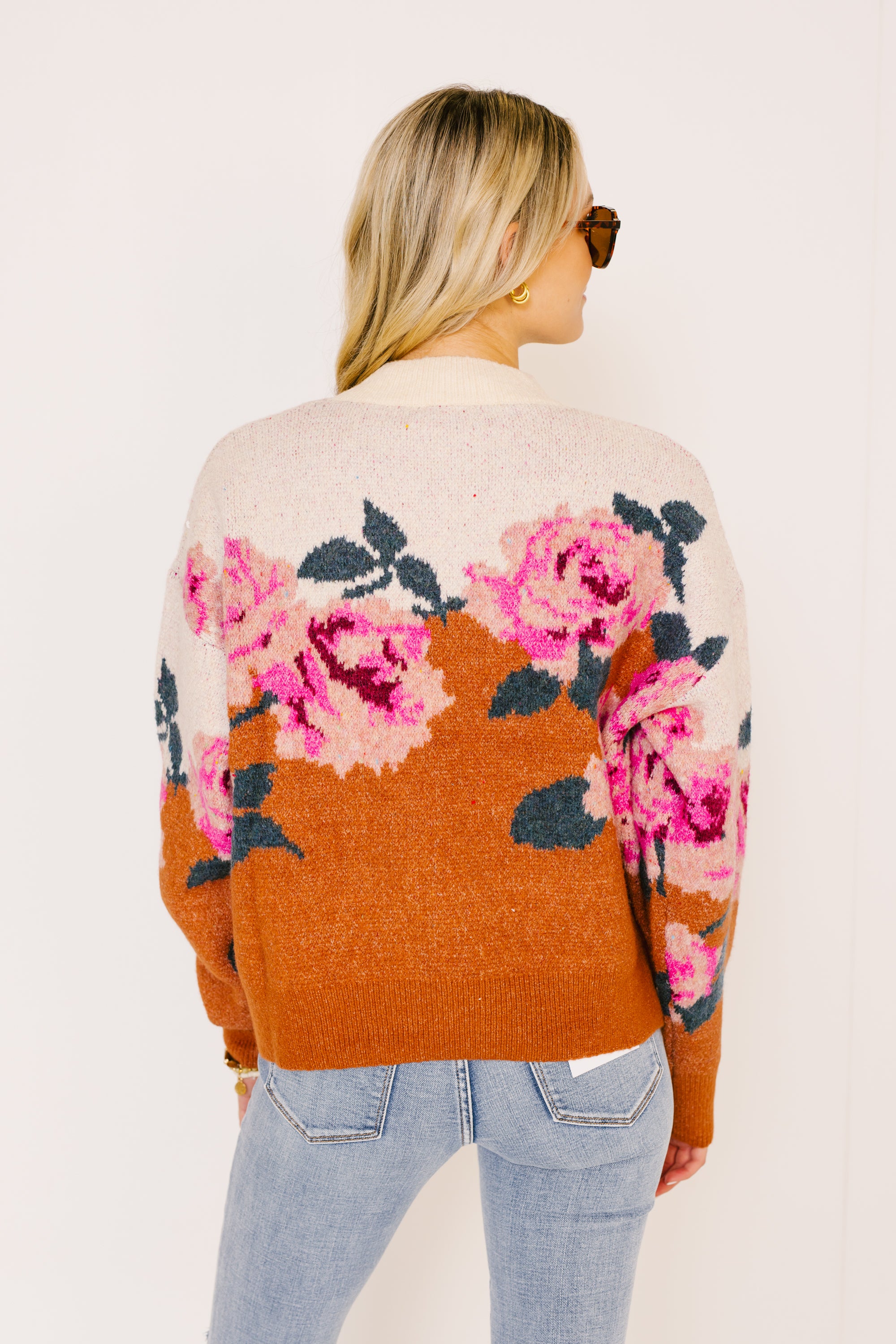 Bold Blossoms Sweater, RUST