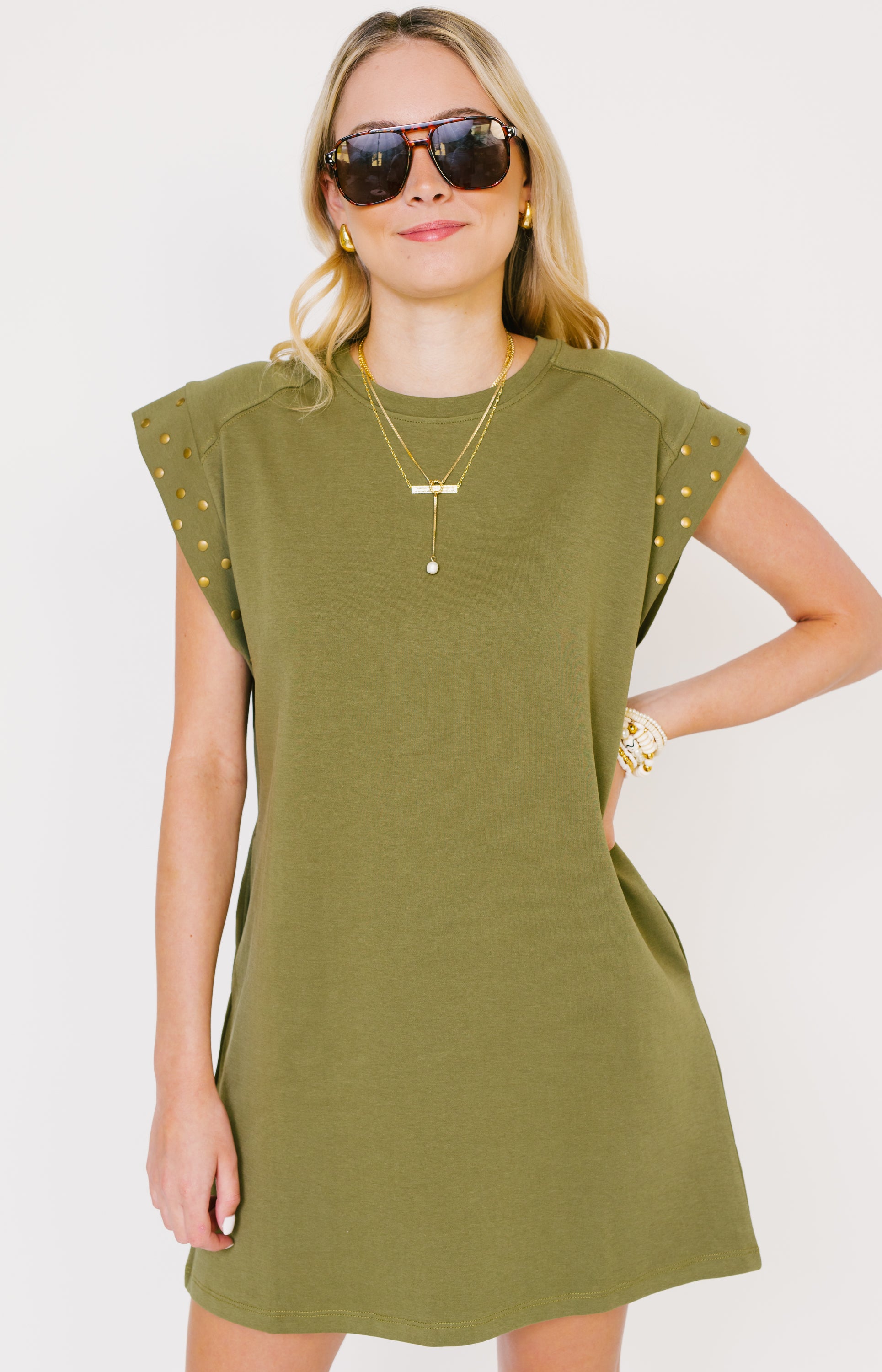 Classic Appeal Mini Dress, OLIVE