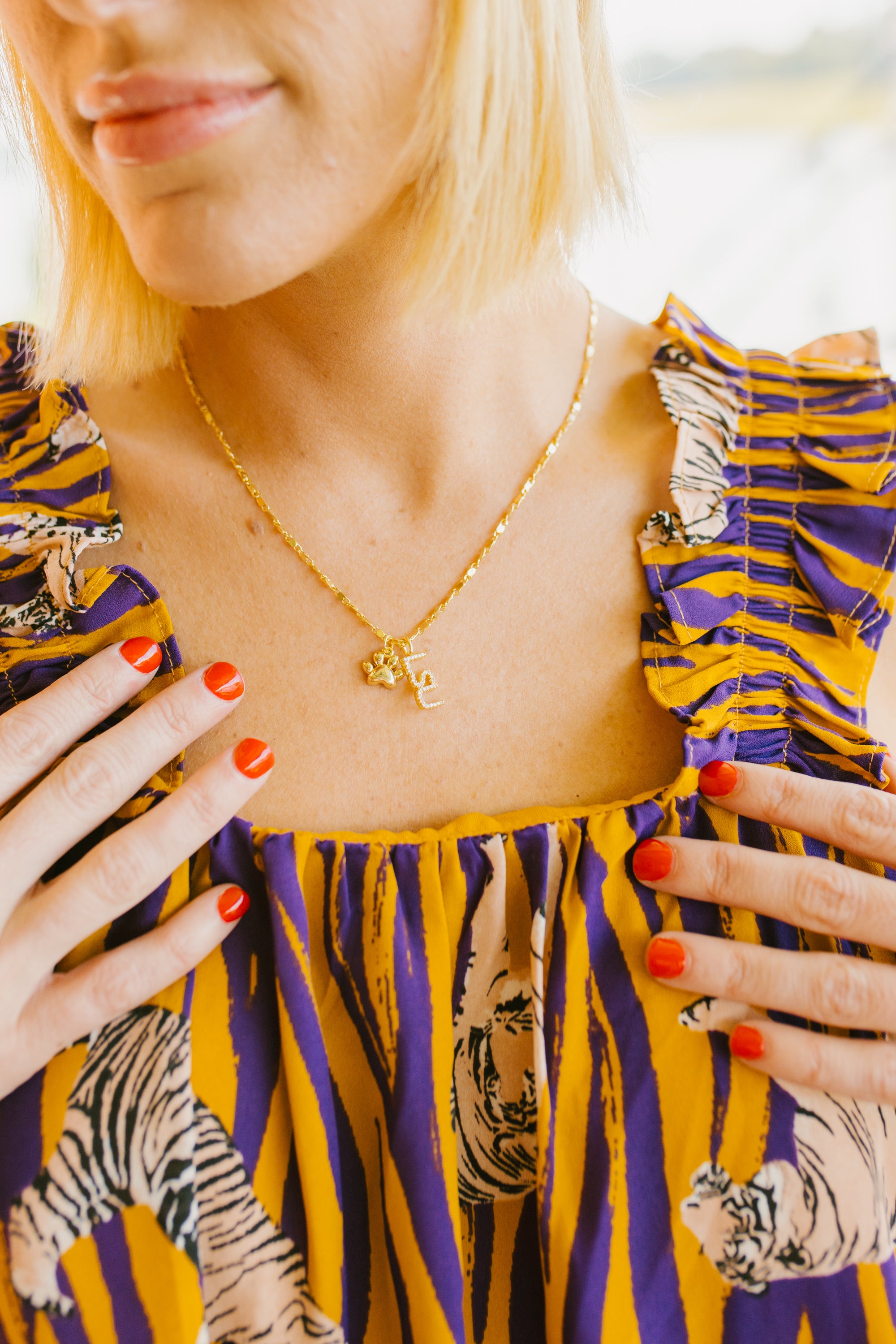 Treasure Jewels: LSU Paw Necklace, GOLD