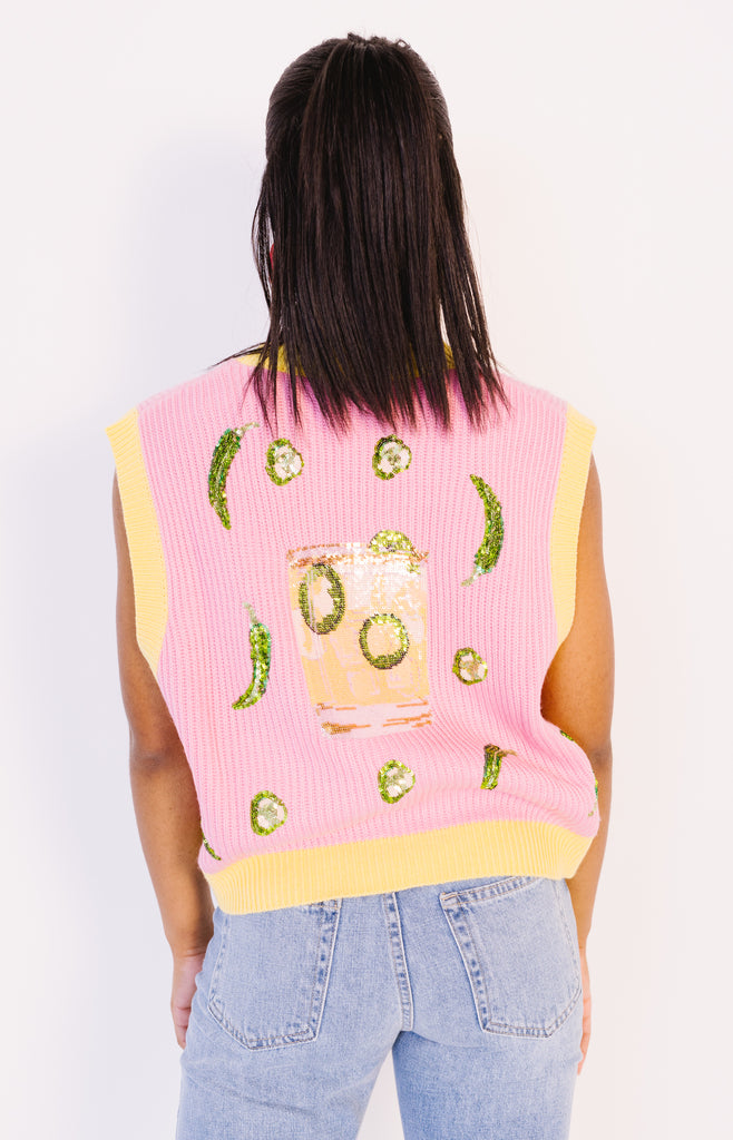 Queen of Sparkles: Spicy Marg Queen Sweater Tank, PINK