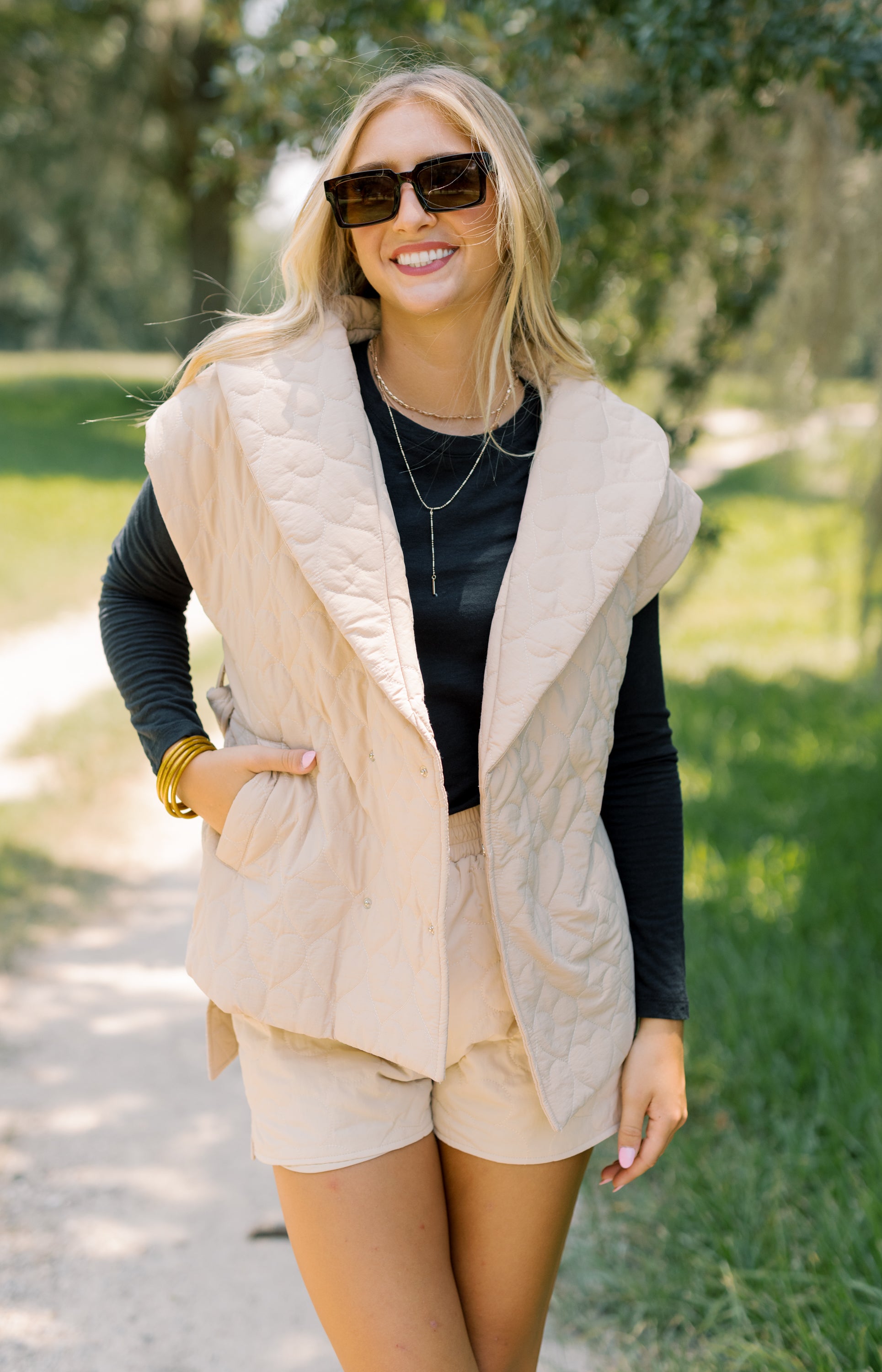 Elevated Style Puffer Vest, BEIGE