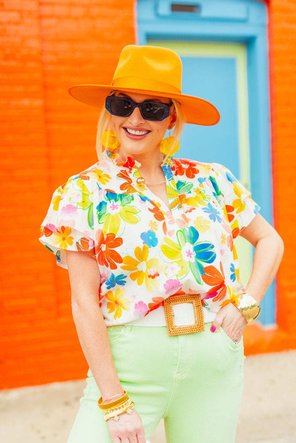 Tropical Floral Print Top, WHITE HerringStones HerringStones