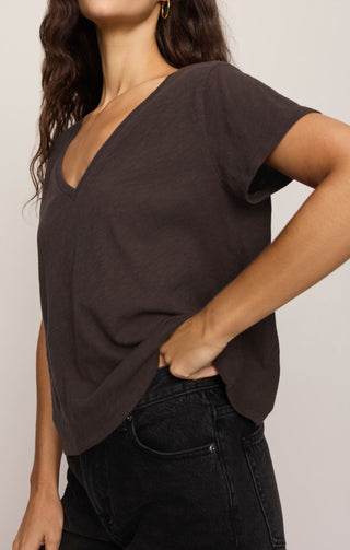 Z SUPPLY: Nomad V-Neck Tee, COCOA BEAN