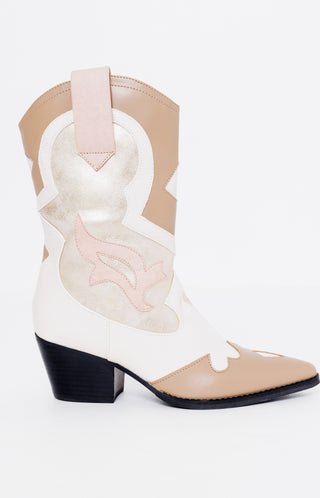 ShuShop: Zizi Mid Calf Boot, GOLD Boots - 82