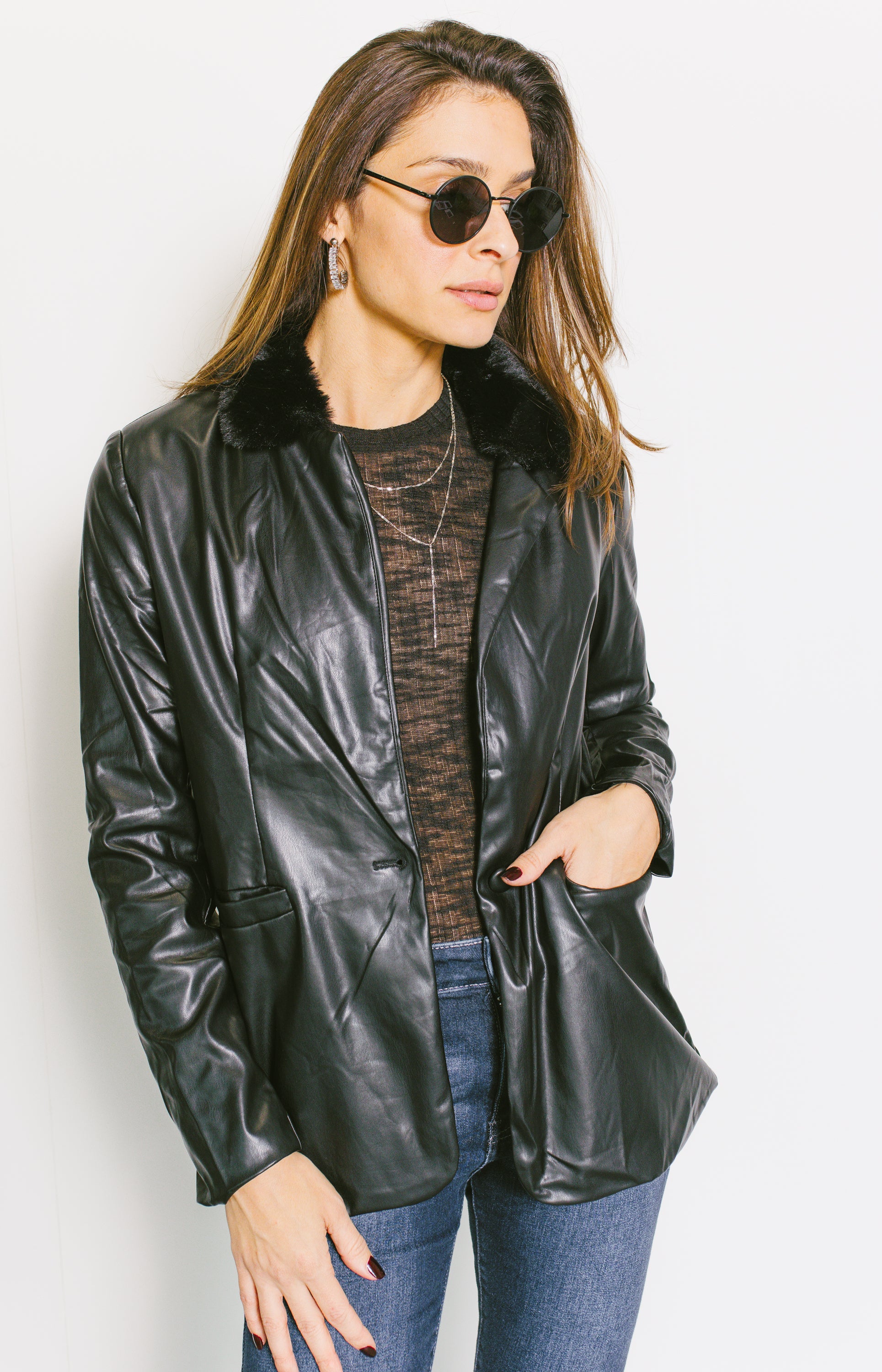 Becks Leather Jacket, BLACK