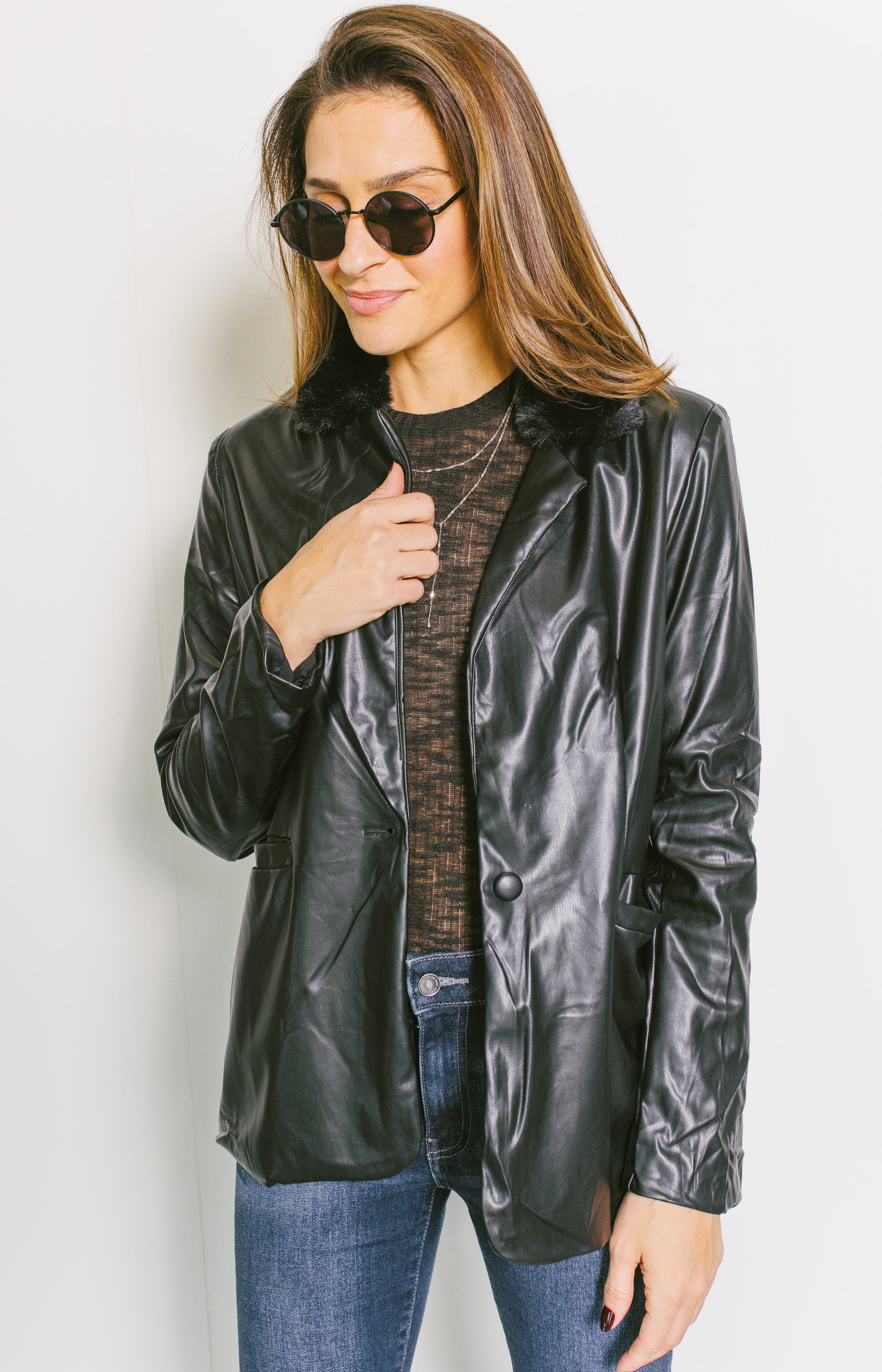 Becks Leather Jacket, BLACK