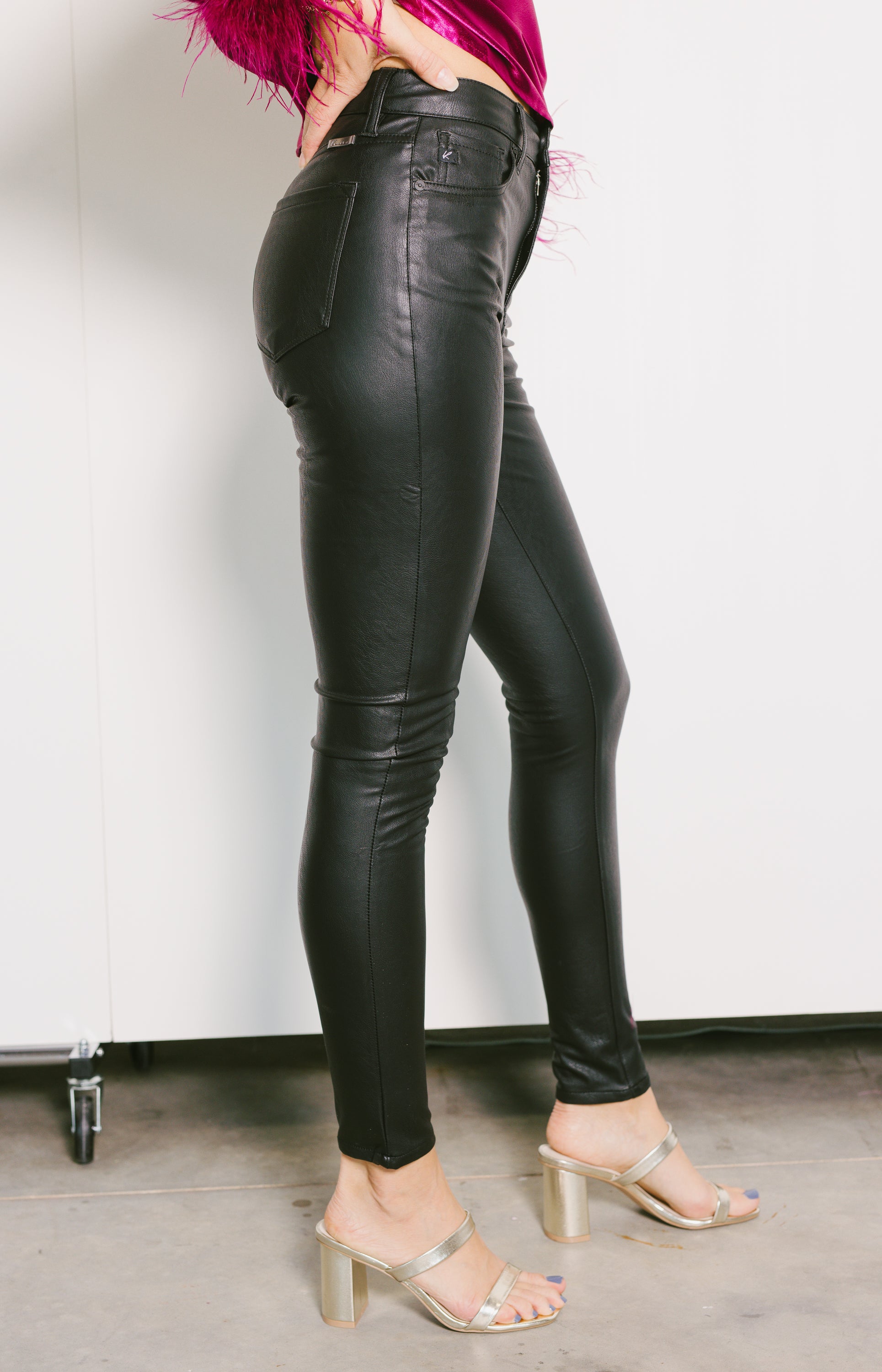 Kancan: Ledger High Rise Faux Leather Super Skinny Pants