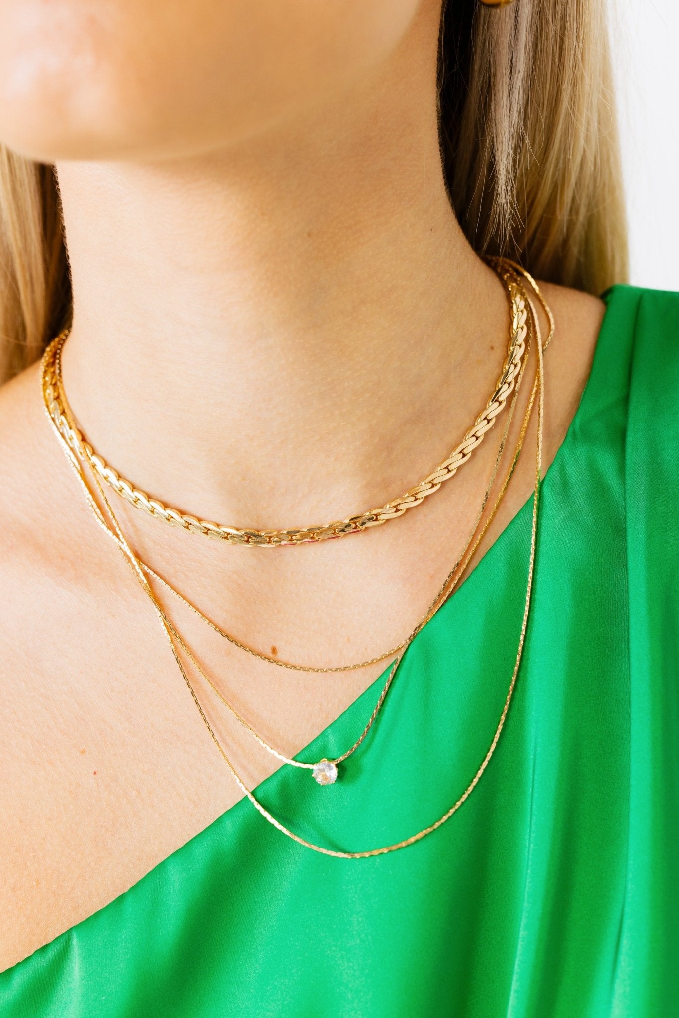 3 Layer Snake Chain Necklace, GOLD Necklaces - 56N