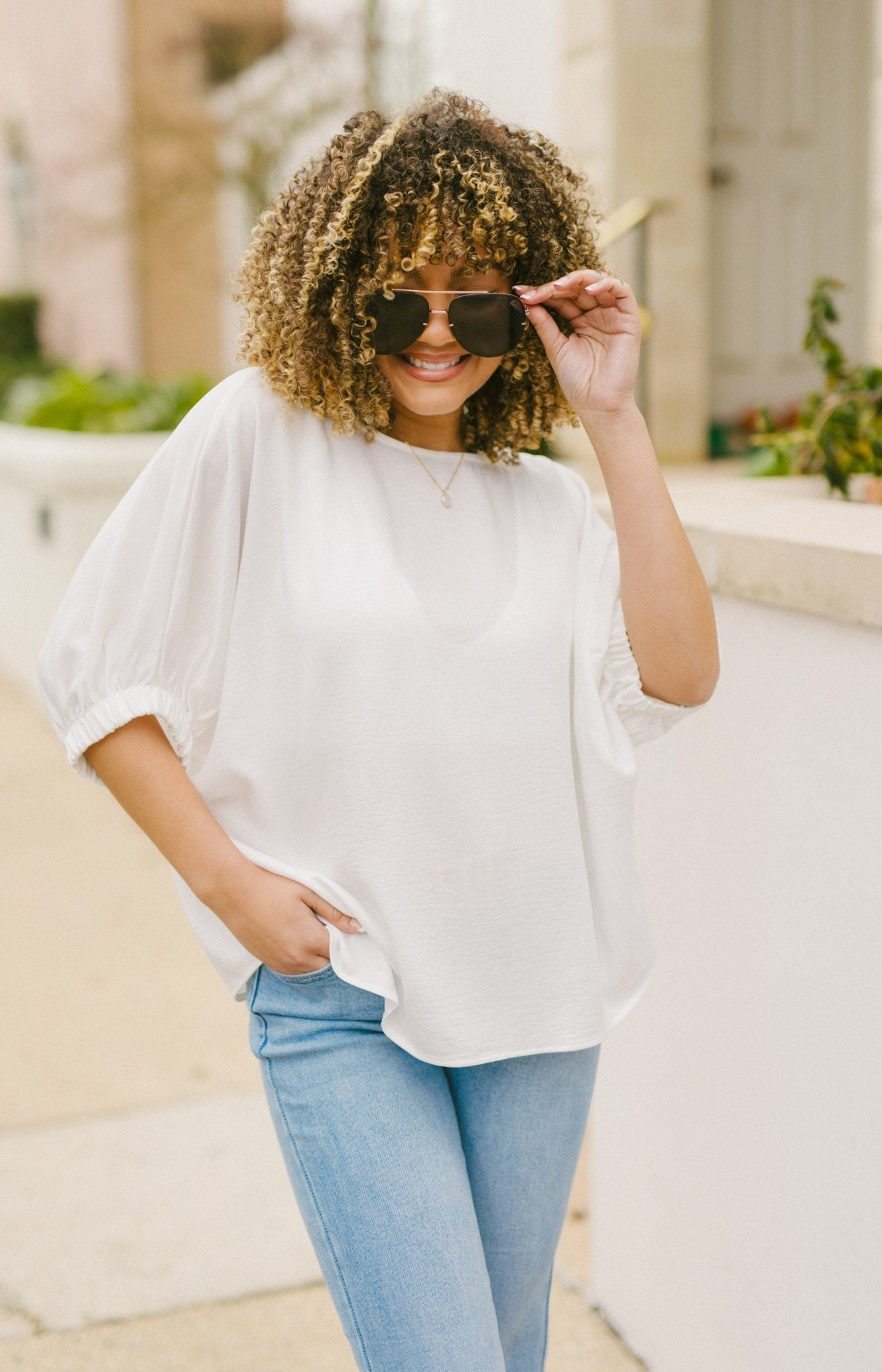 Angellic Bliss Oversized Top, OFF WHITE Tops 50-75- 14