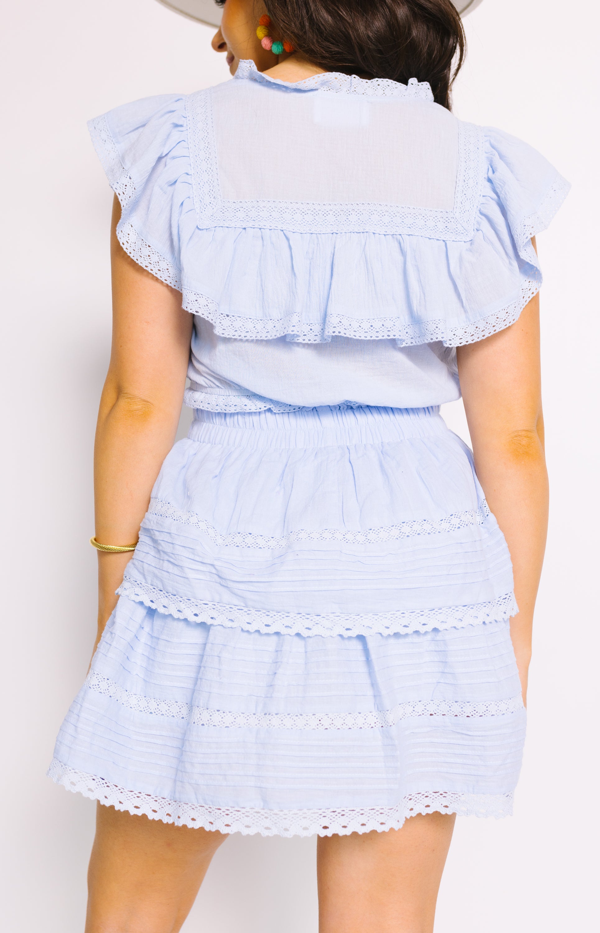 Romie Lace Skirt, LIGHT BLUE