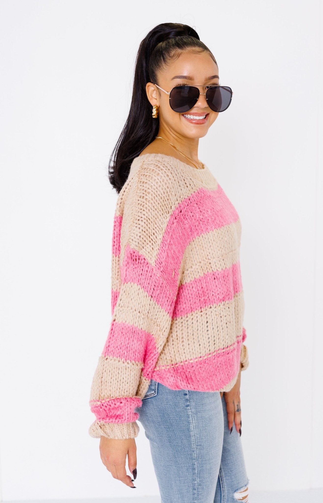 Blush Horizon Sweater, BEIGE/PINK Sweaters Under $100 - 18L