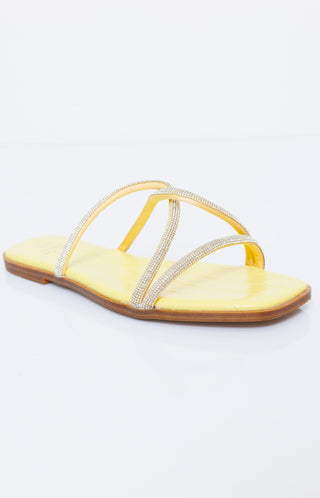 Bonnie Lemon Strappy Rhinestone Sandal , LEMON - HerringStones