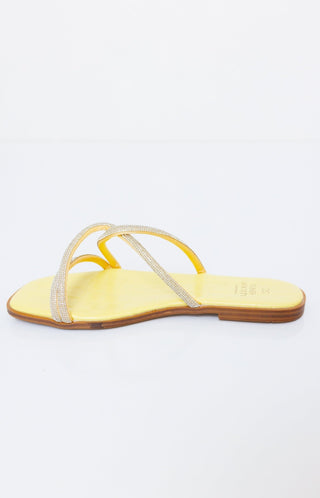 Bonnie Lemon Strappy Rhinestone Sandal , LEMON - HerringStones