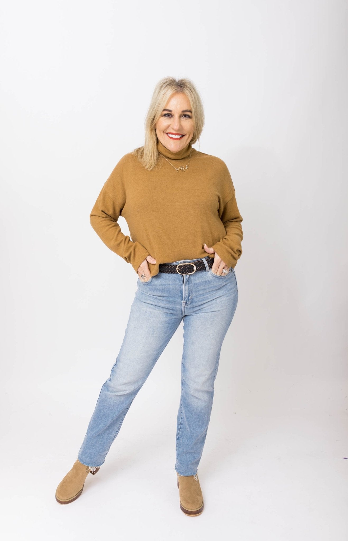 Cuddle Chic Long Sleeve Top, PALE BROWN Tops Under 50- 15