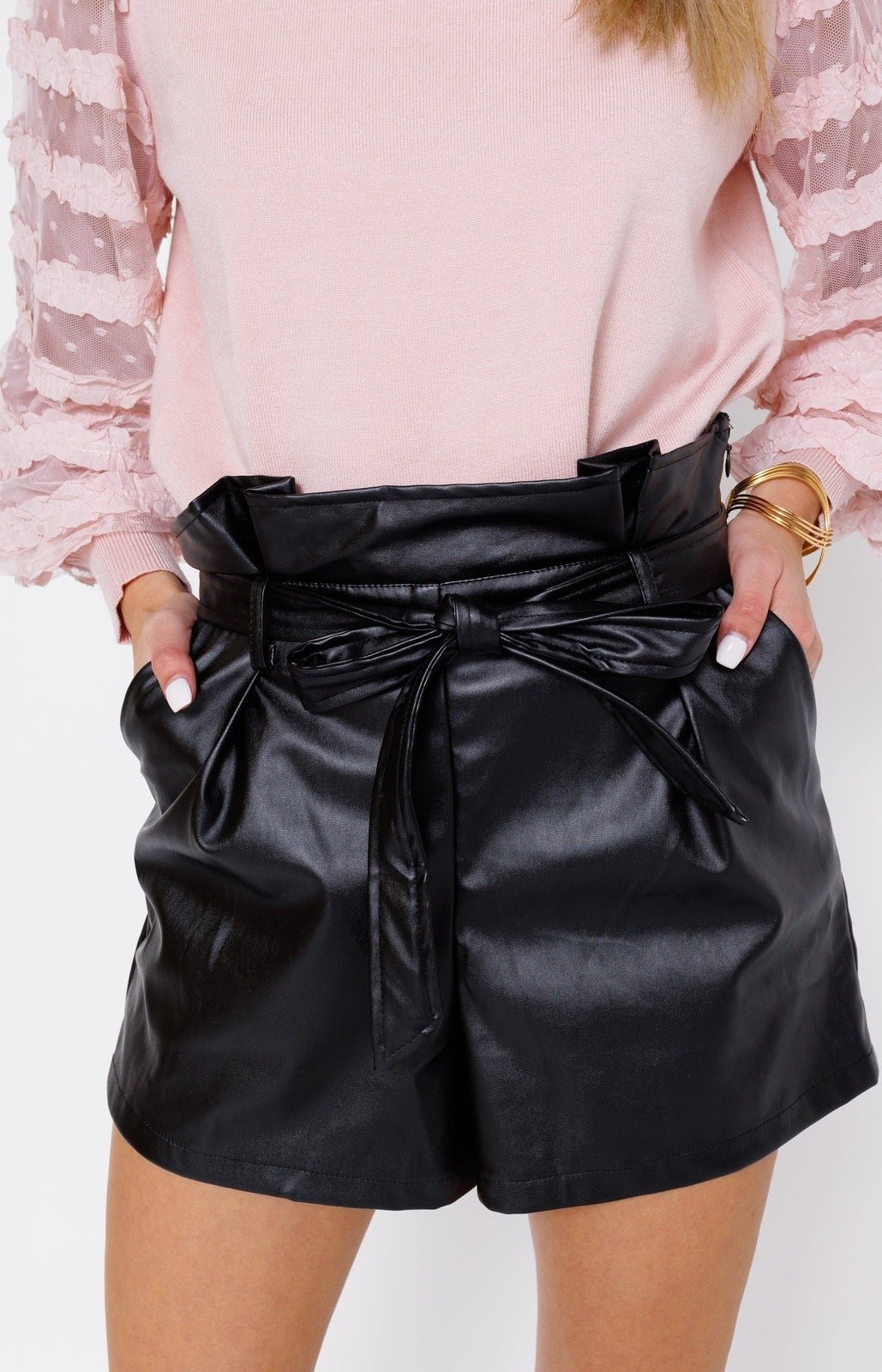 Darling Faux Leather Shorts, BLACK Shorts - 32S