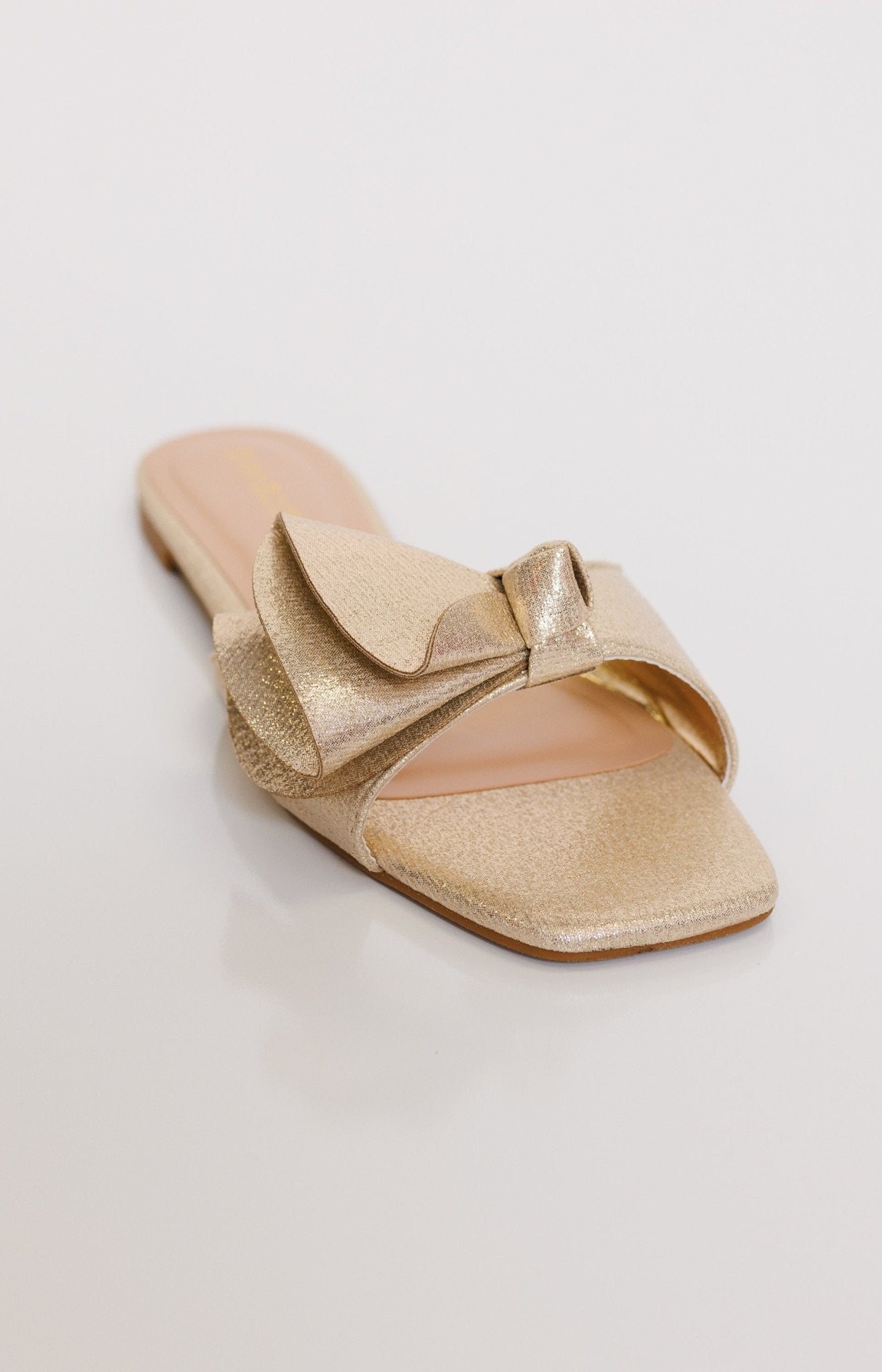 Half Bow Detail Sandal, GOLD Flats - 80F