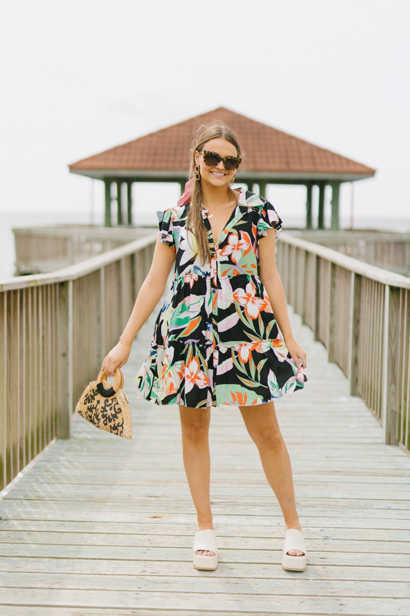 Karlie: Resort To Love Mini Dress, BLACK - HerringStones