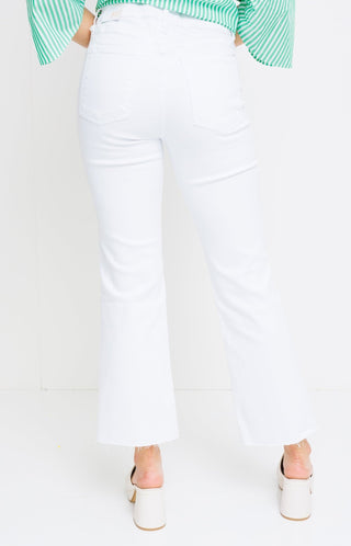 KUT: Kelsey High Rise Ankle Flare , OPTIC WHITE - HerringStones