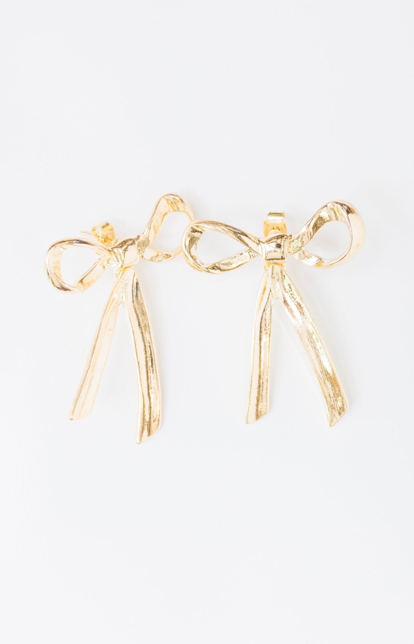 Large Ribbon Earrings, GOLD - HerringStones