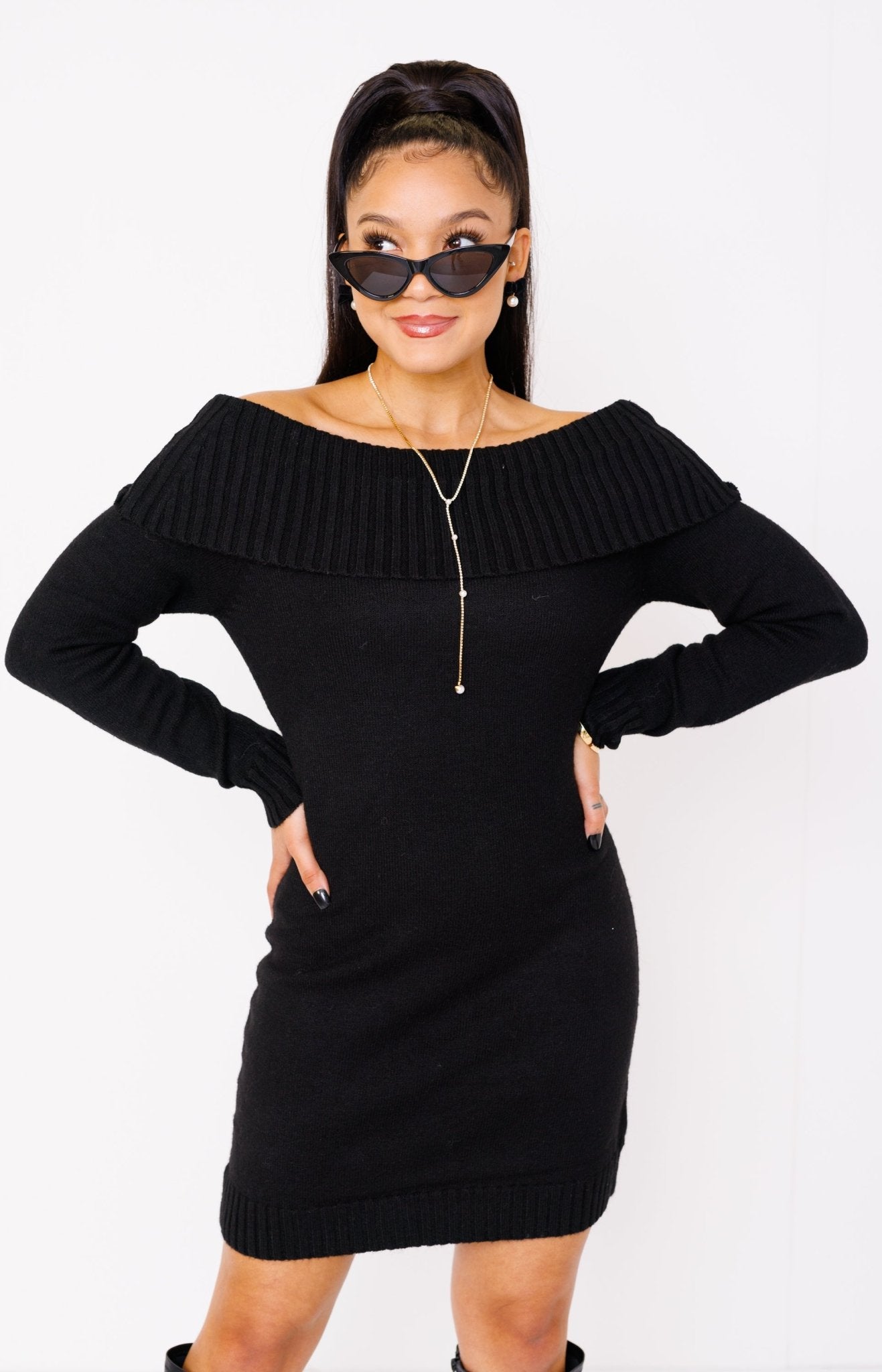 Merry Knitmas Sweater Dress, BLACK Sweaters Under $100 - 18L