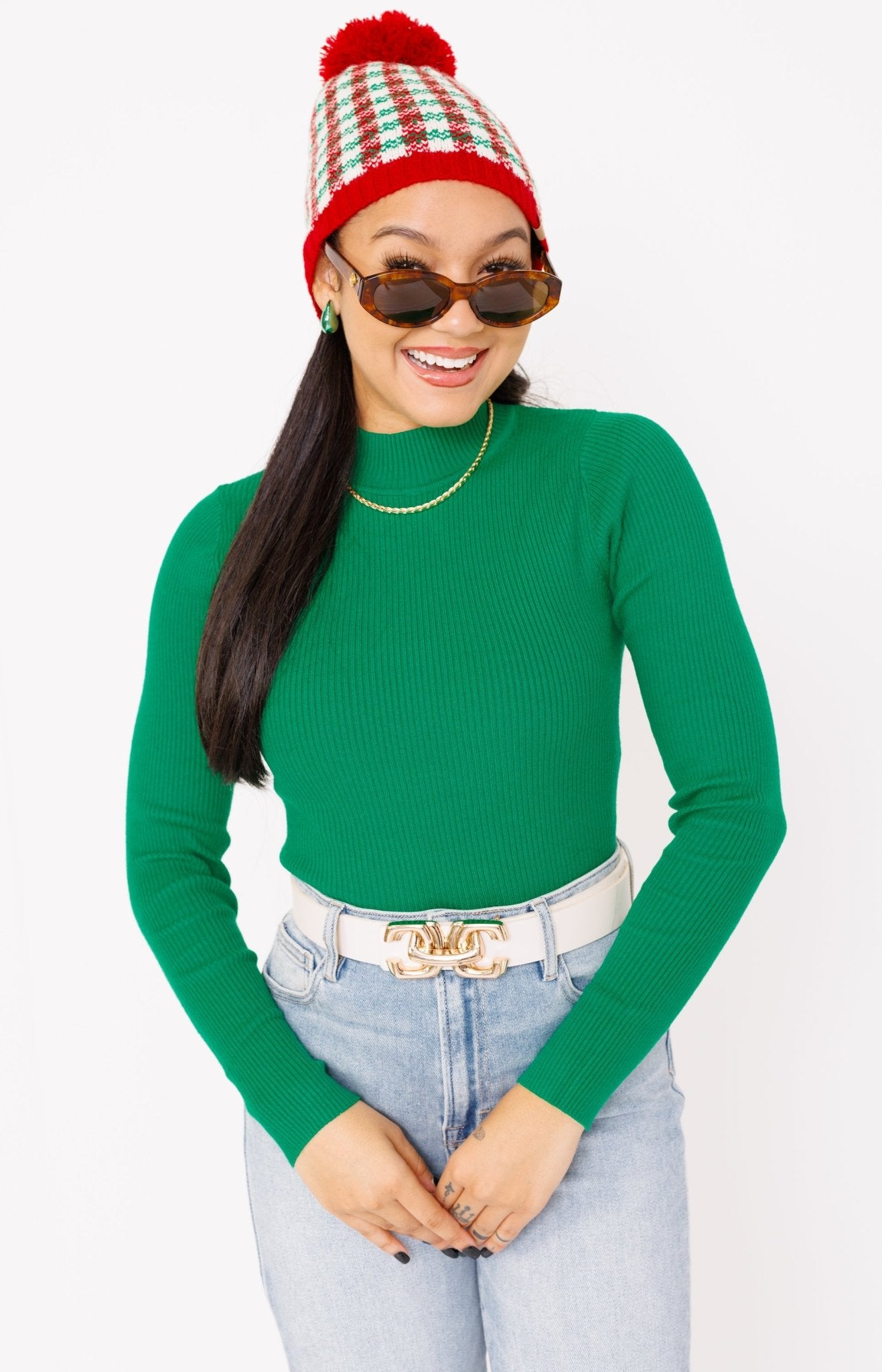 Modern Chic Ribbed Shirt, GREEN Tops Under 50- 15