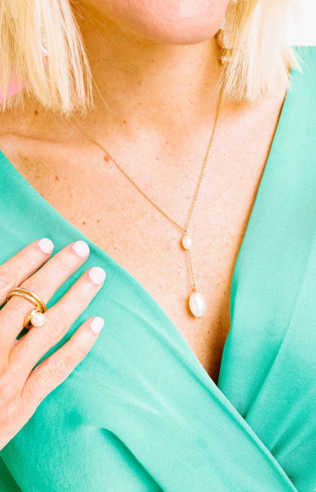 Pearl Drop Necklace, GOLD - HerringStones