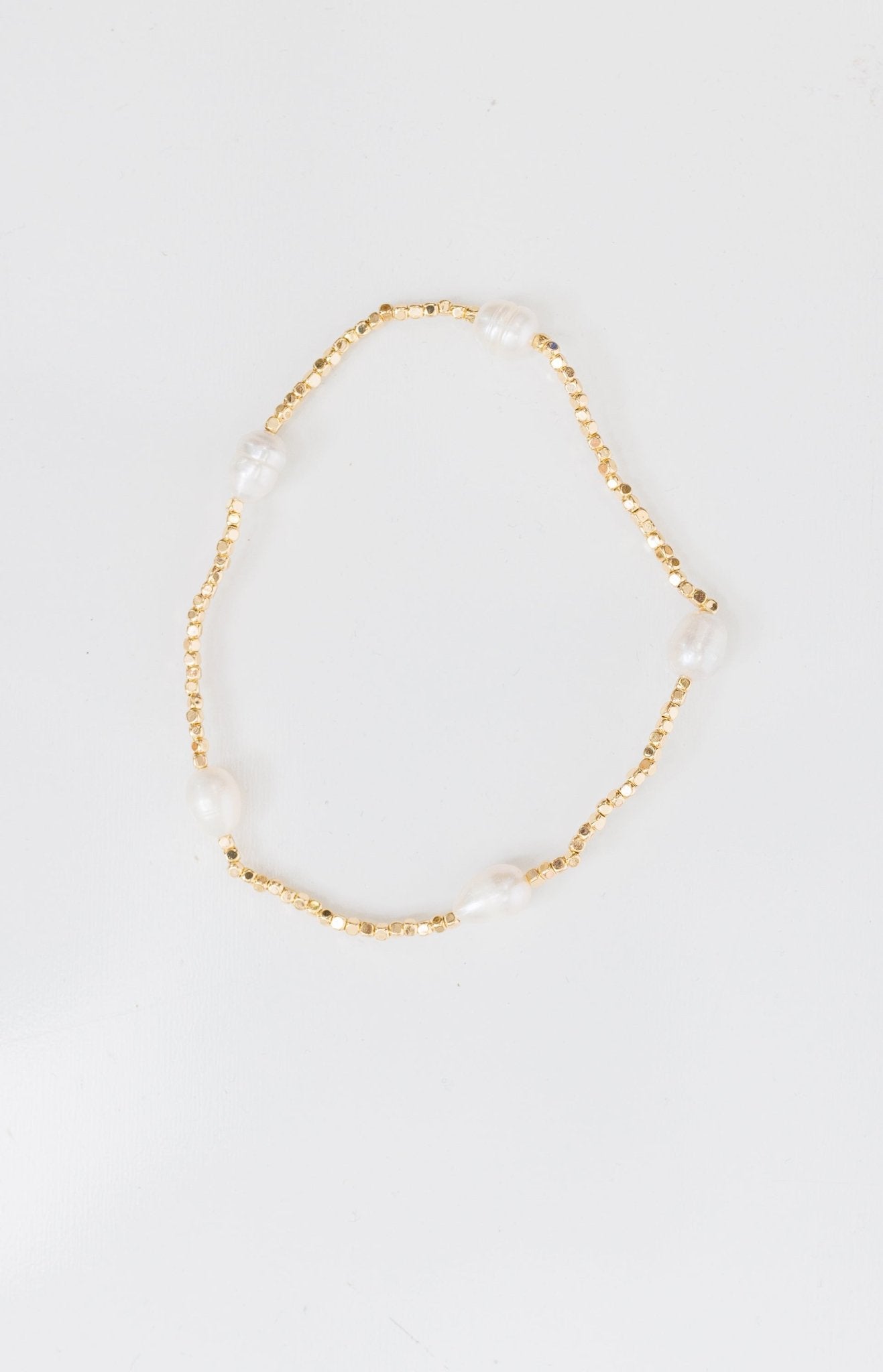 Pearl & Metal Bead Mix Bracelet, GOLD - HerringStones