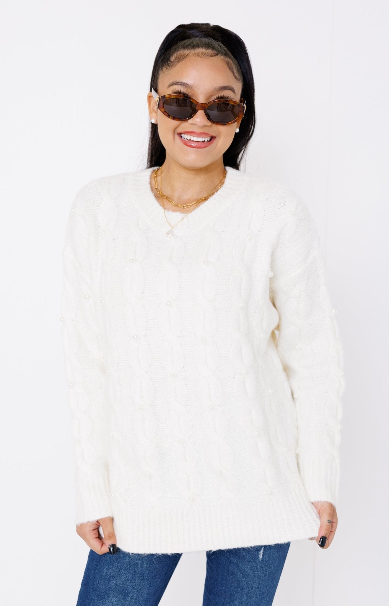 Pearlesque Sweater, CREAM Sweaters Under $100 - 18L