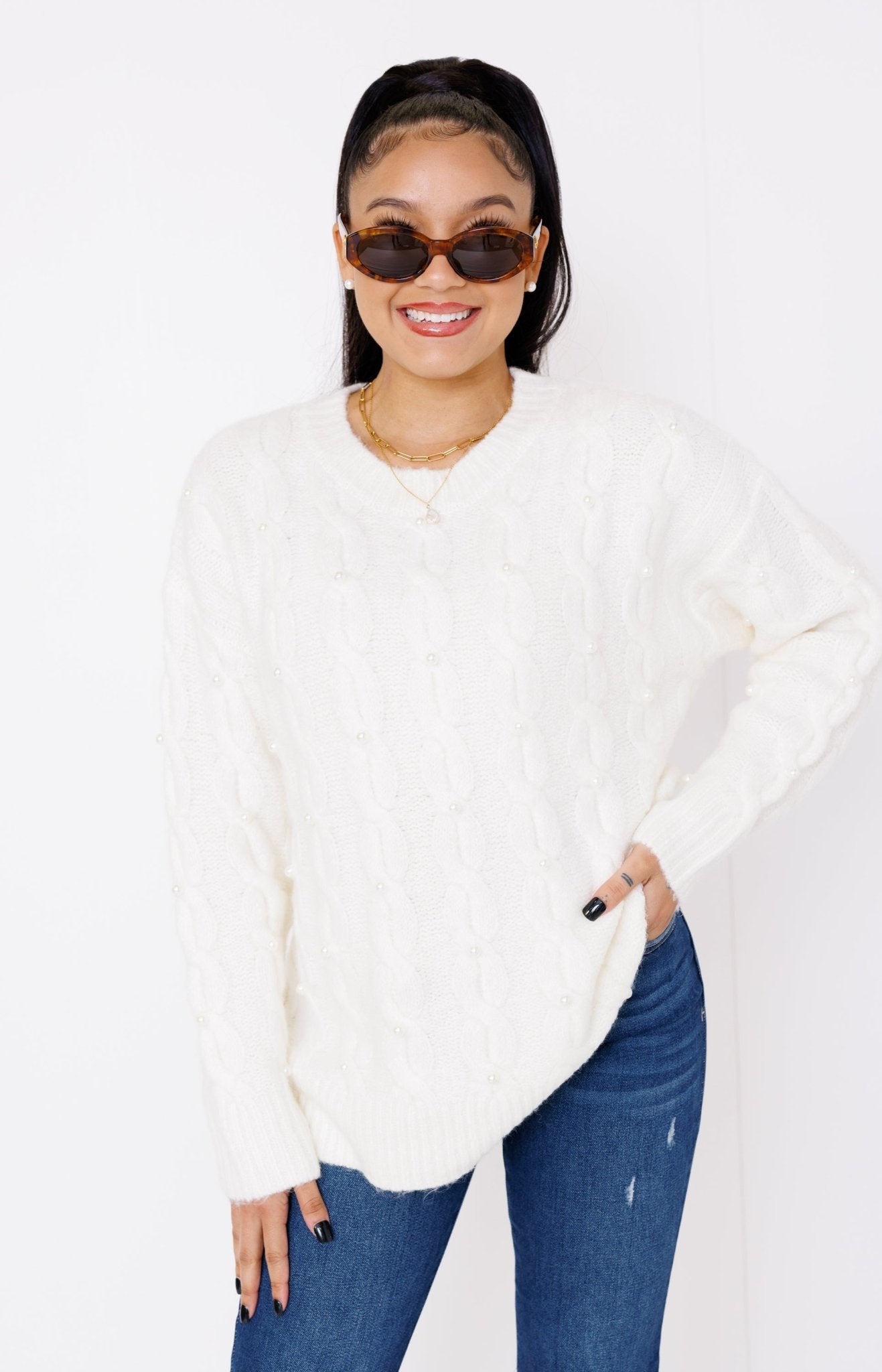 Pearlesque Sweater, CREAM Sweaters Under $100 - 18L