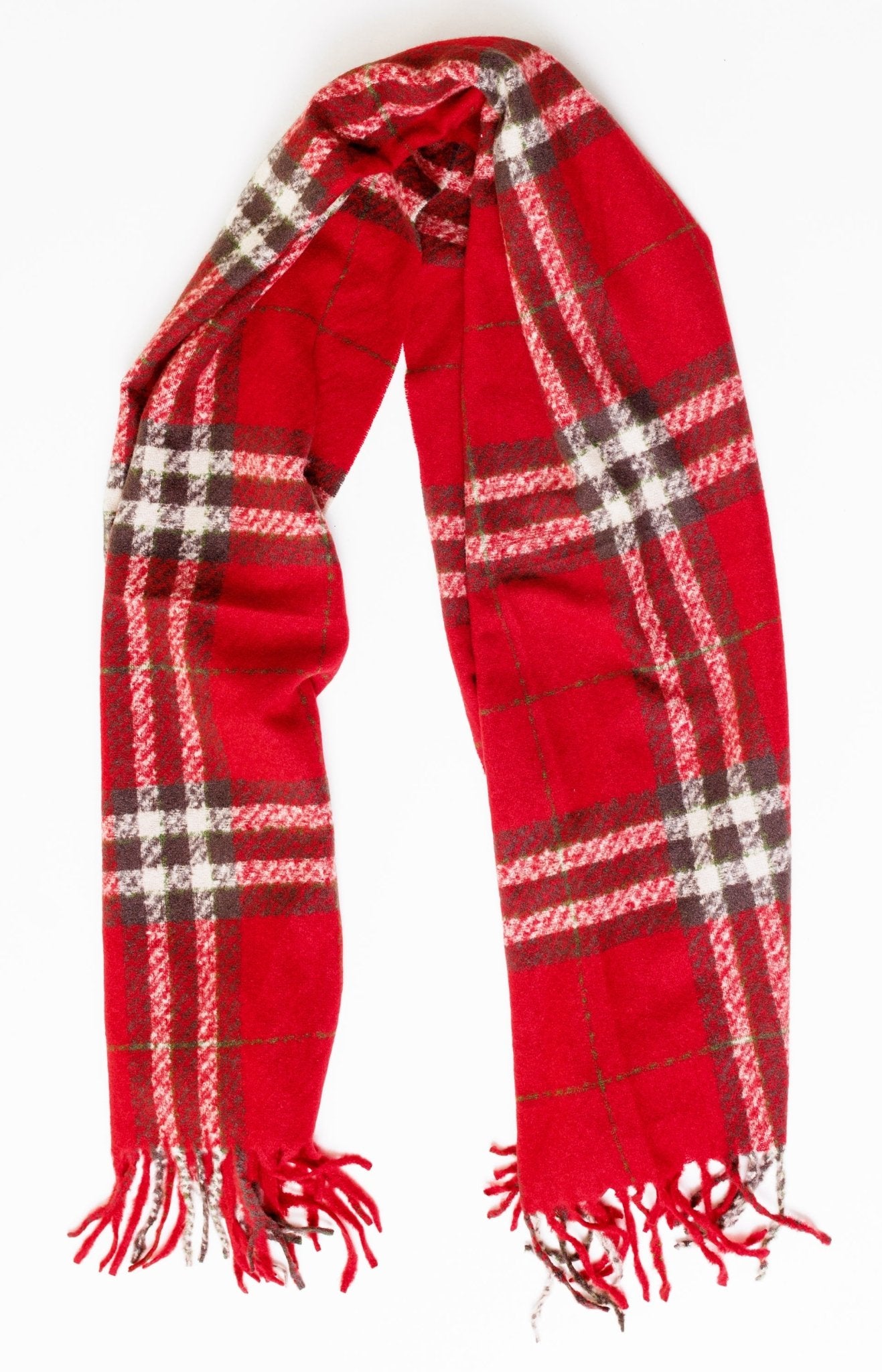 Plaid Knit Scarf, RED Scarves - 60F