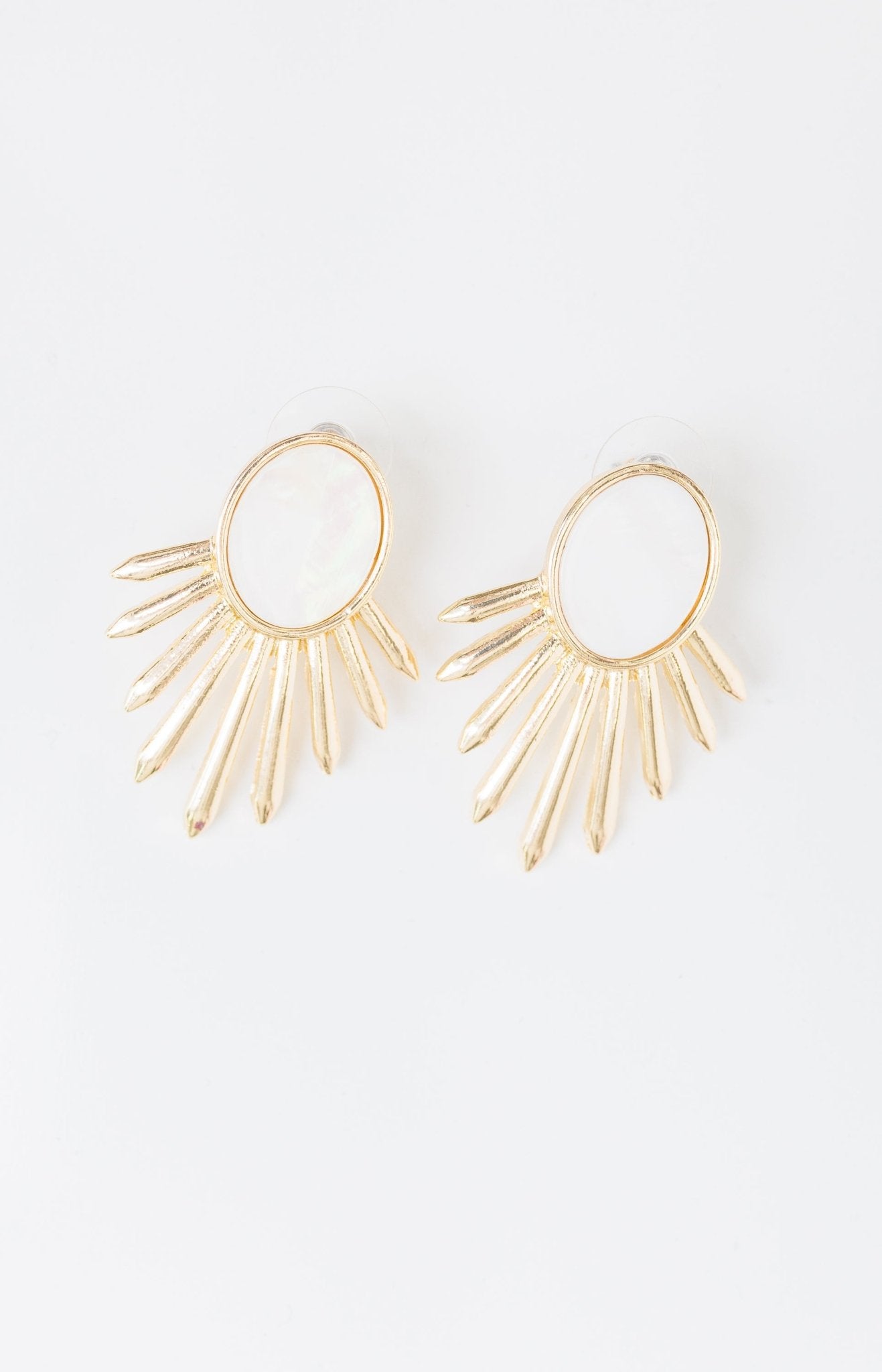 Post Stud Detailed Earrings, GOLD - HerringStones