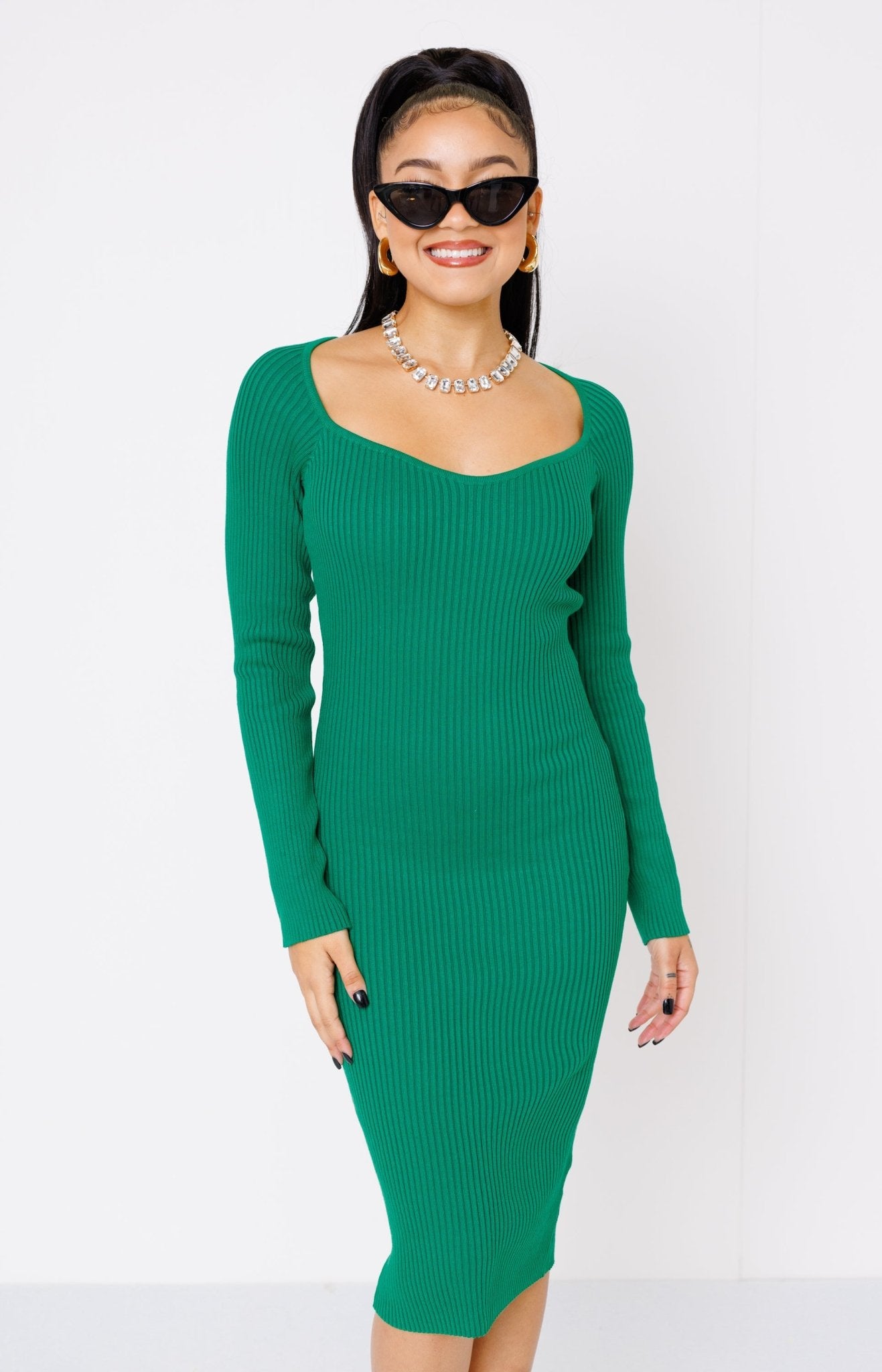 Remi Ribbed Midi Dress, GREEN Dresses Under $100 - 26